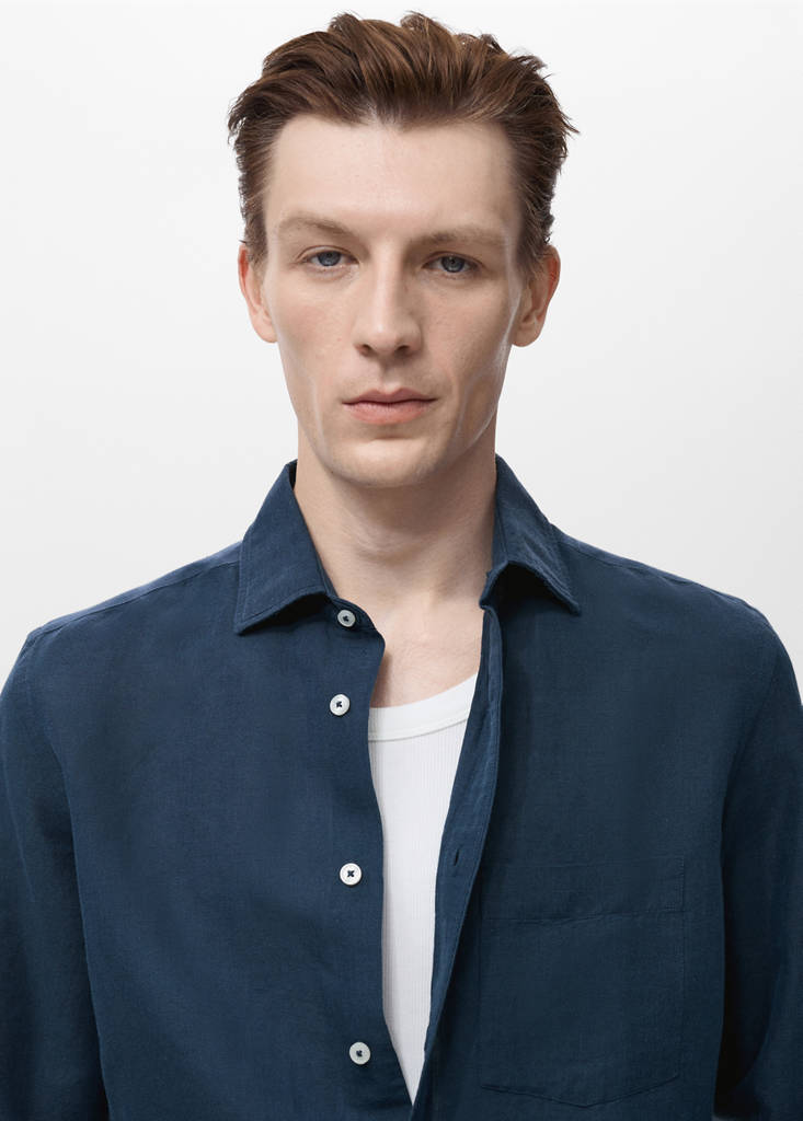 Pocket linen shirt — Dark Navy