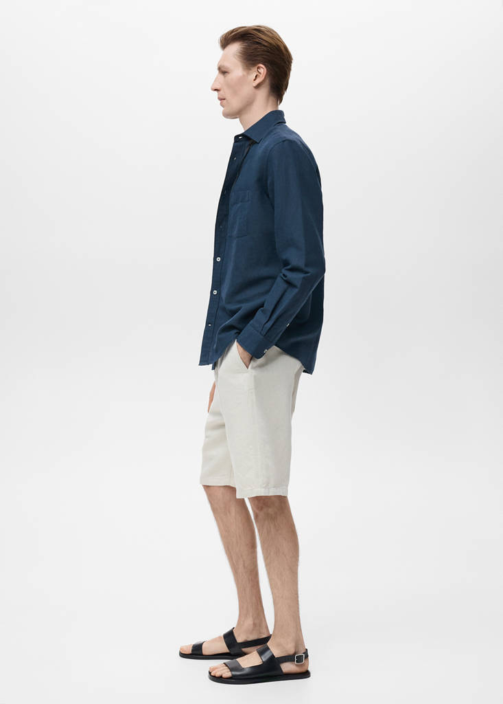 Pocket linen shirt — Dark Navy