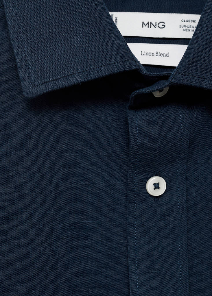 Pocket linen shirt — Dark Navy