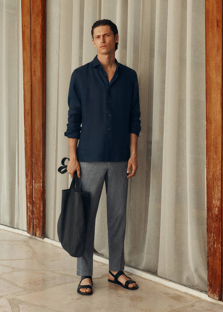 Pocket linen shirt — Dark Navy