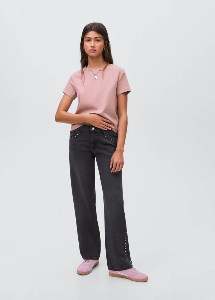 Straight-fit jeans with studs — Black denim
