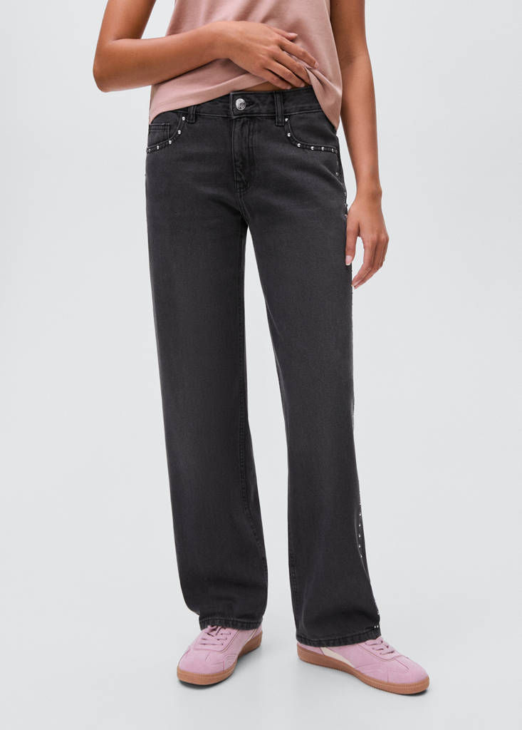 Straight-fit jeans with studs — Black denim