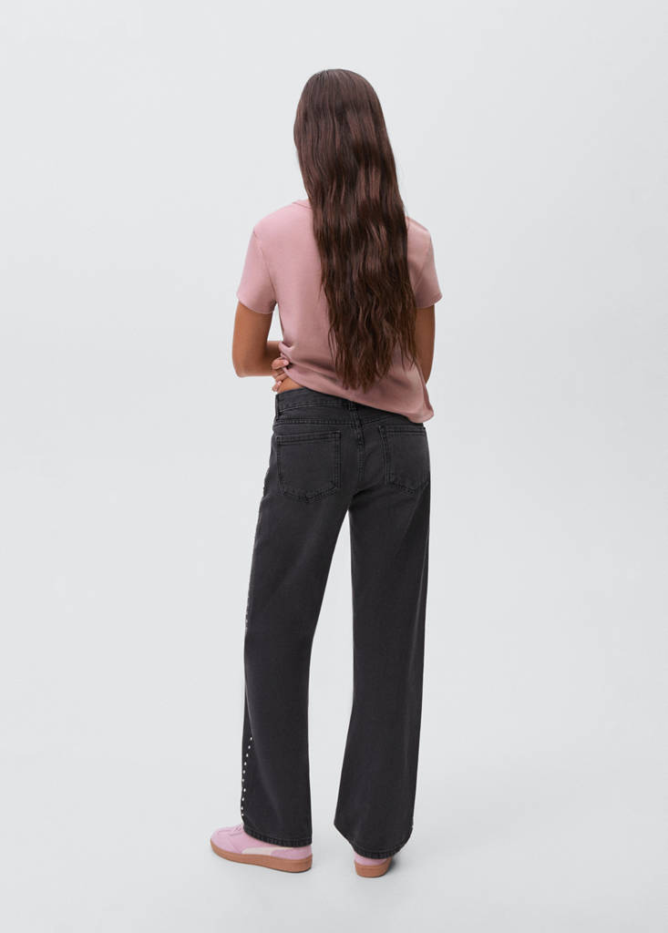 Straight-fit jeans with studs — Black denim