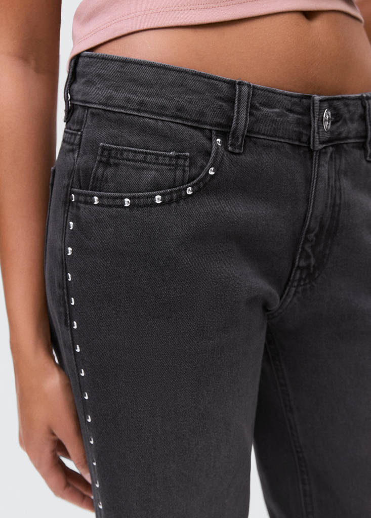 Straight-fit jeans with studs — Black denim