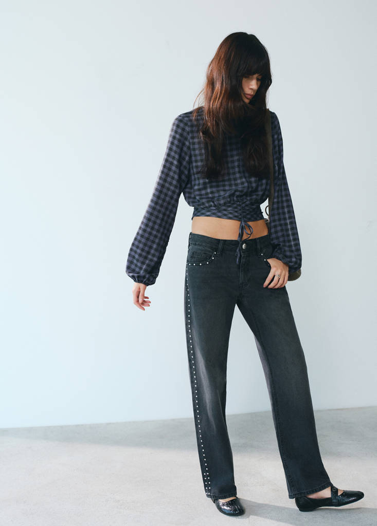 Straight-fit jeans with studs — Black denim