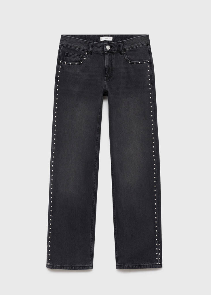 Straight-fit jeans with studs — Black denim