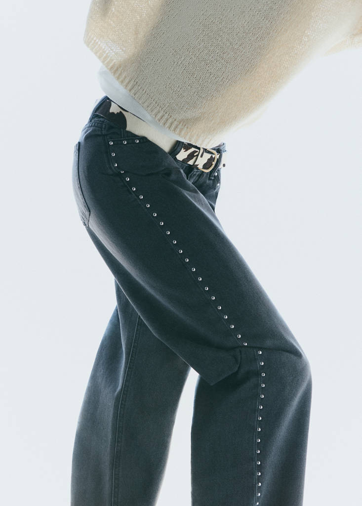 Straight-fit jeans with studs — Black denim