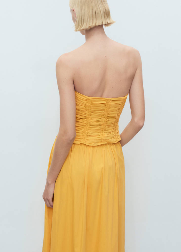 Ruched strapless top — Mustard