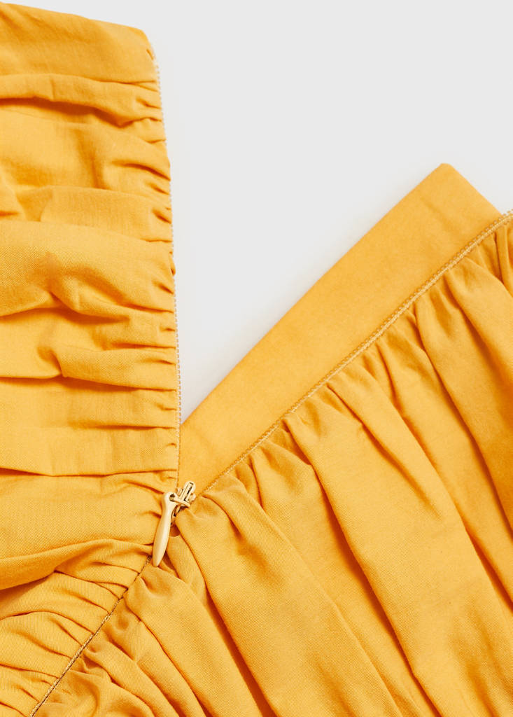 Ruched strapless top — Mustard