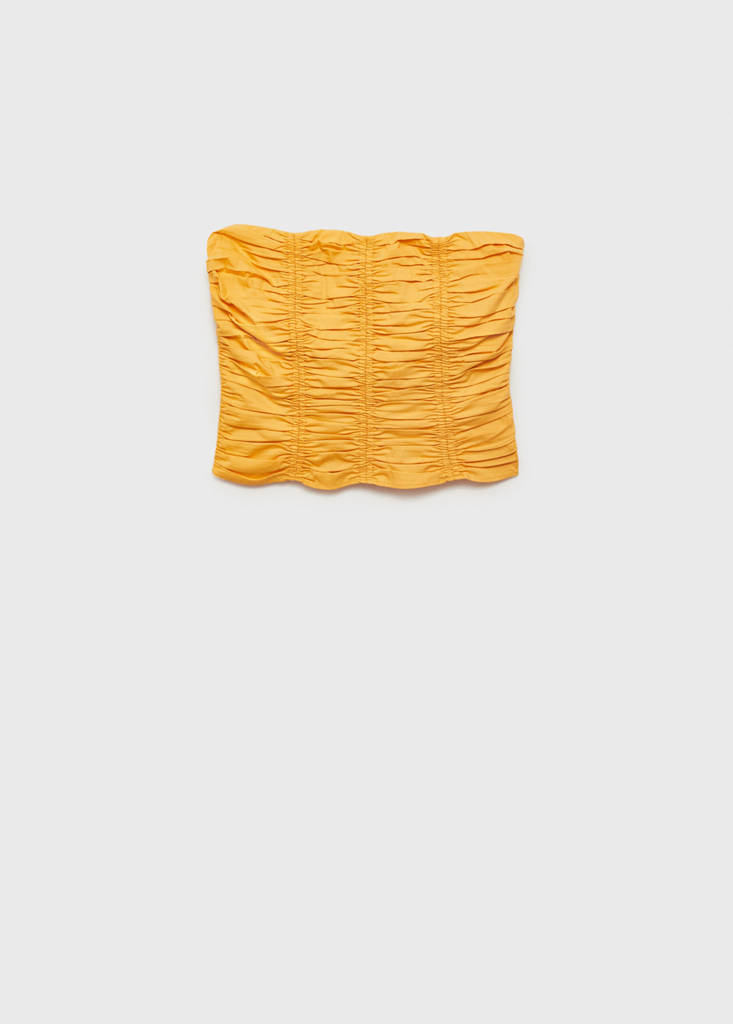 Ruched strapless top — Mustard