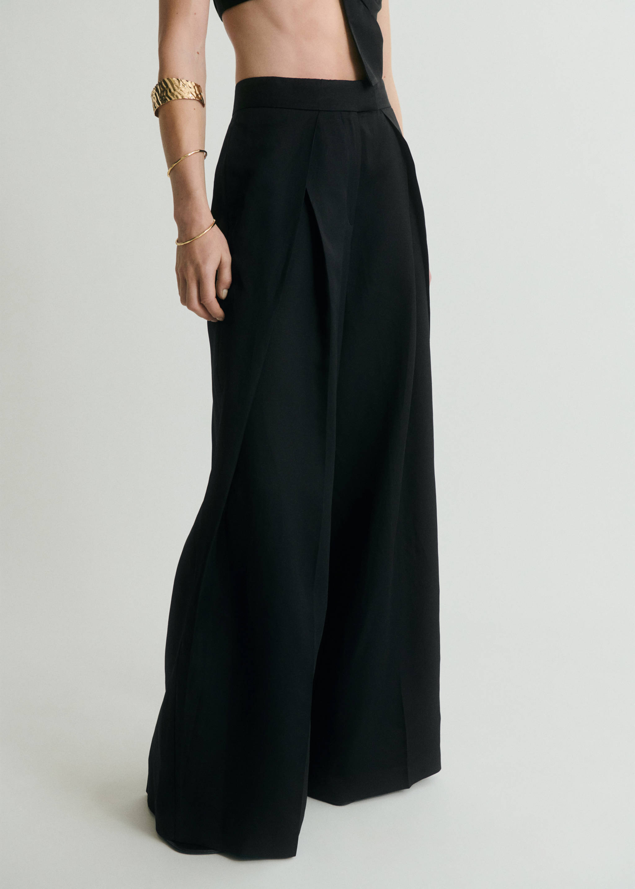 Wide leg pleated trousers - Medium plane