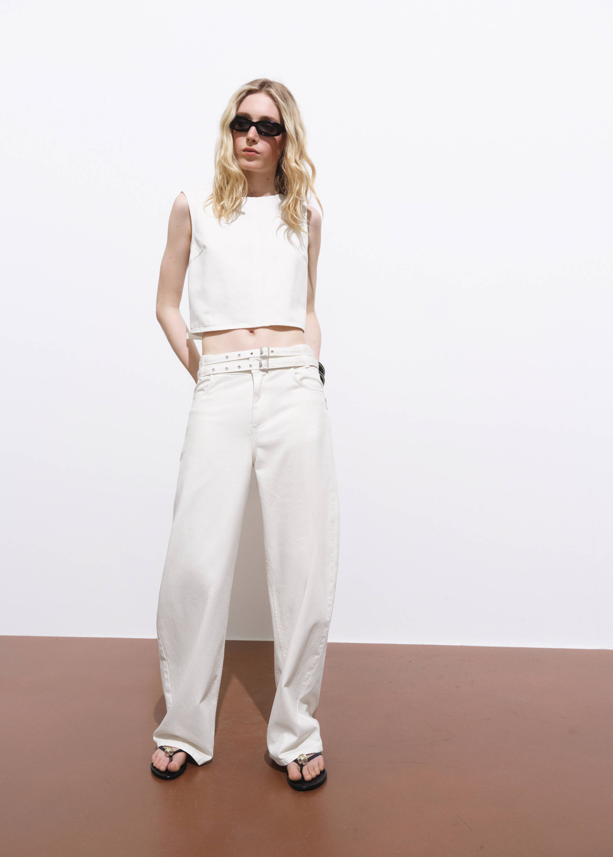 Top crop vaquero cierre hebilla - Plano general