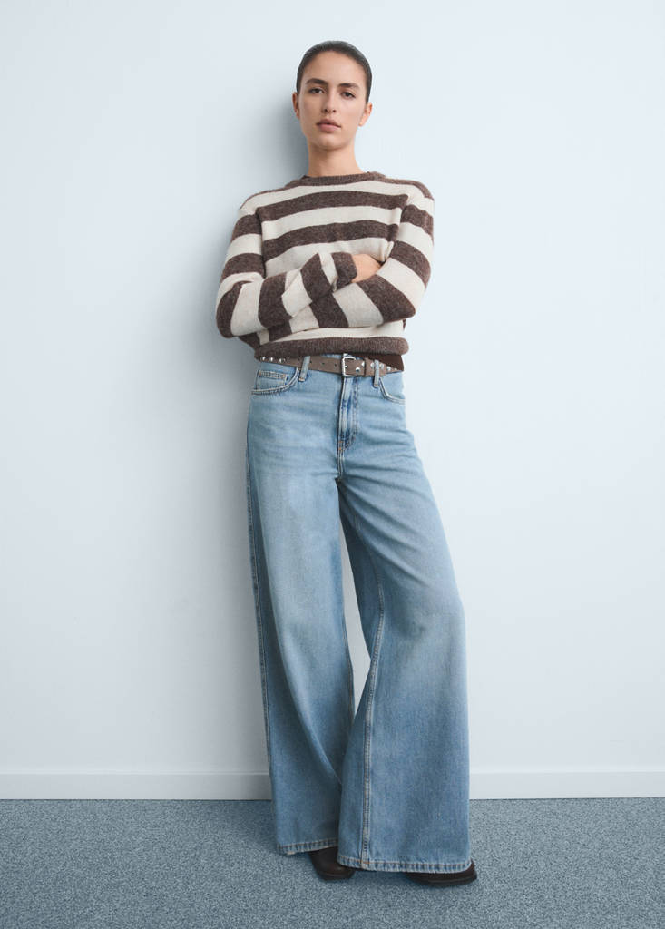 MANGO - Jean large taille haute bleu moyen - 34
