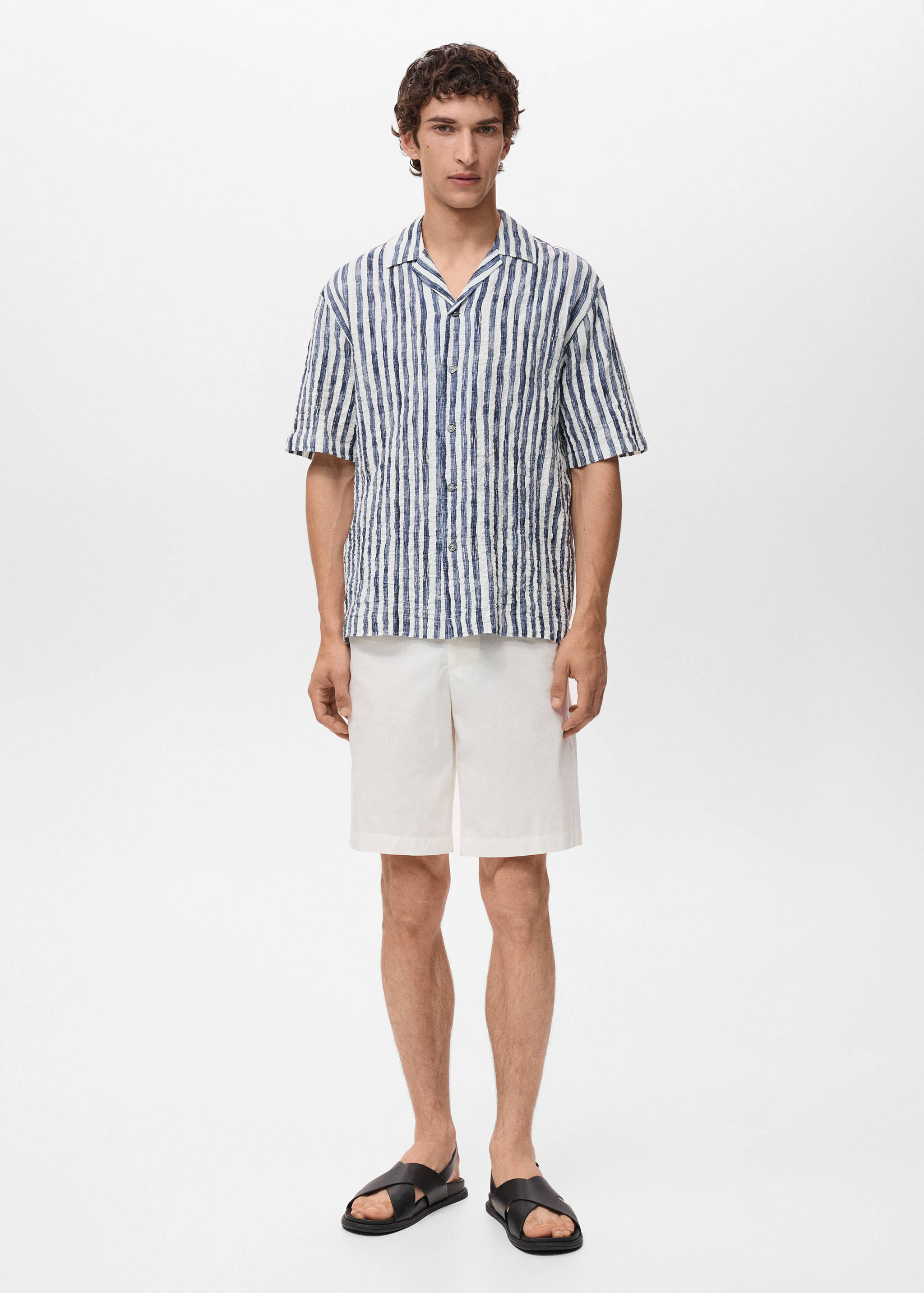 Short-sleeved striped cotton shirt - General plane