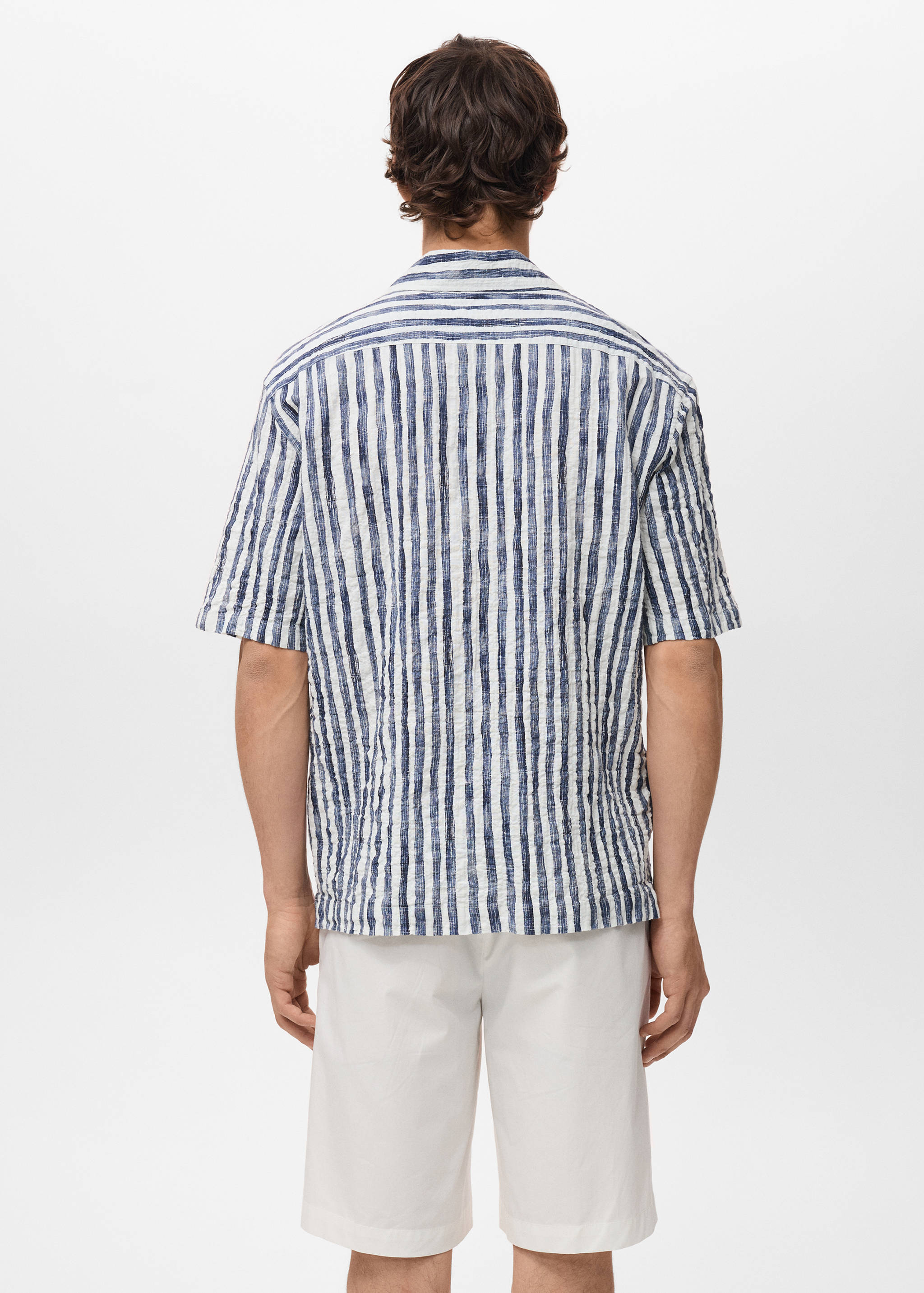 Short-sleeved striped cotton shirt - Reverse of the article