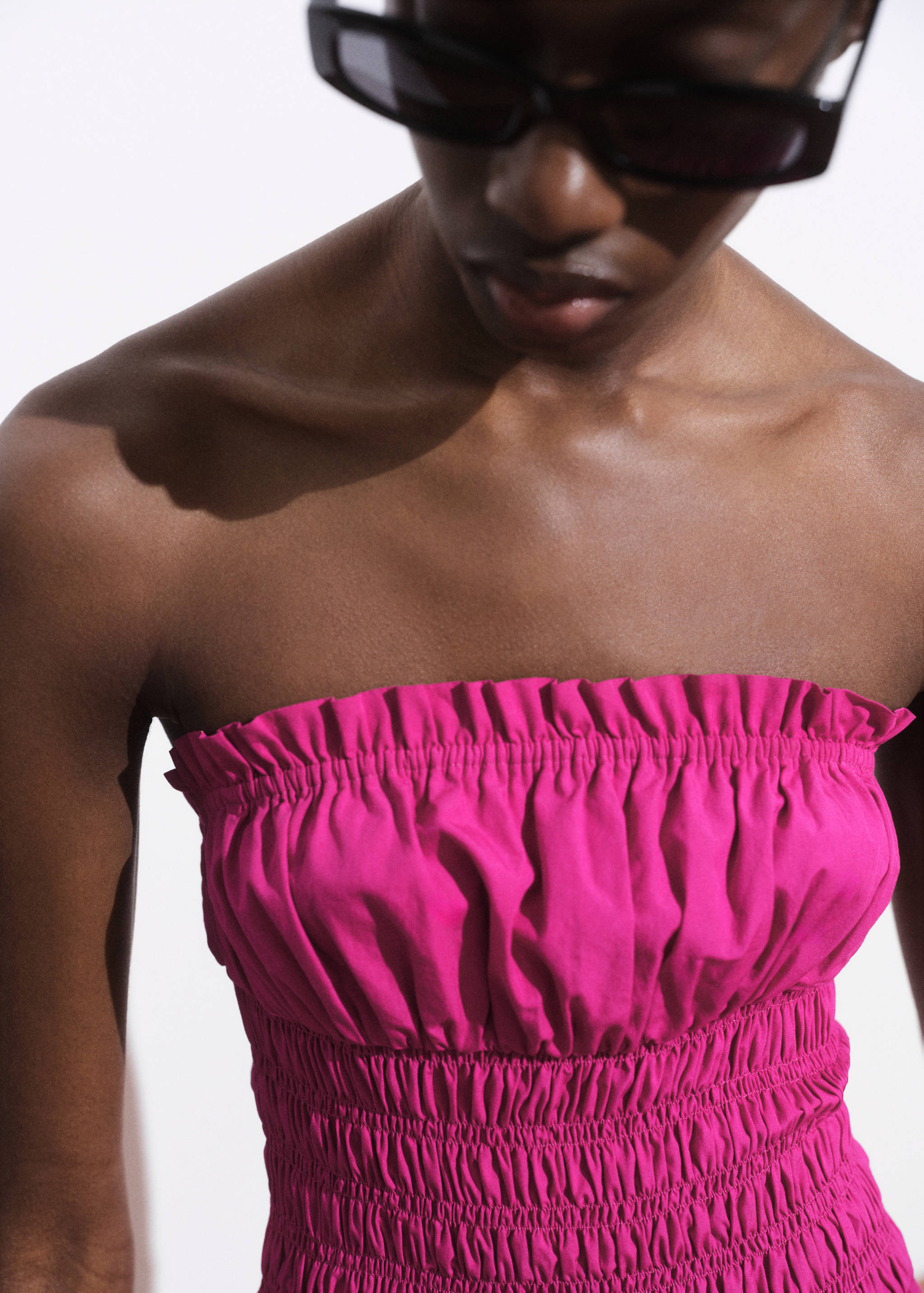 Short gathered balloon dress - Details of the article 1