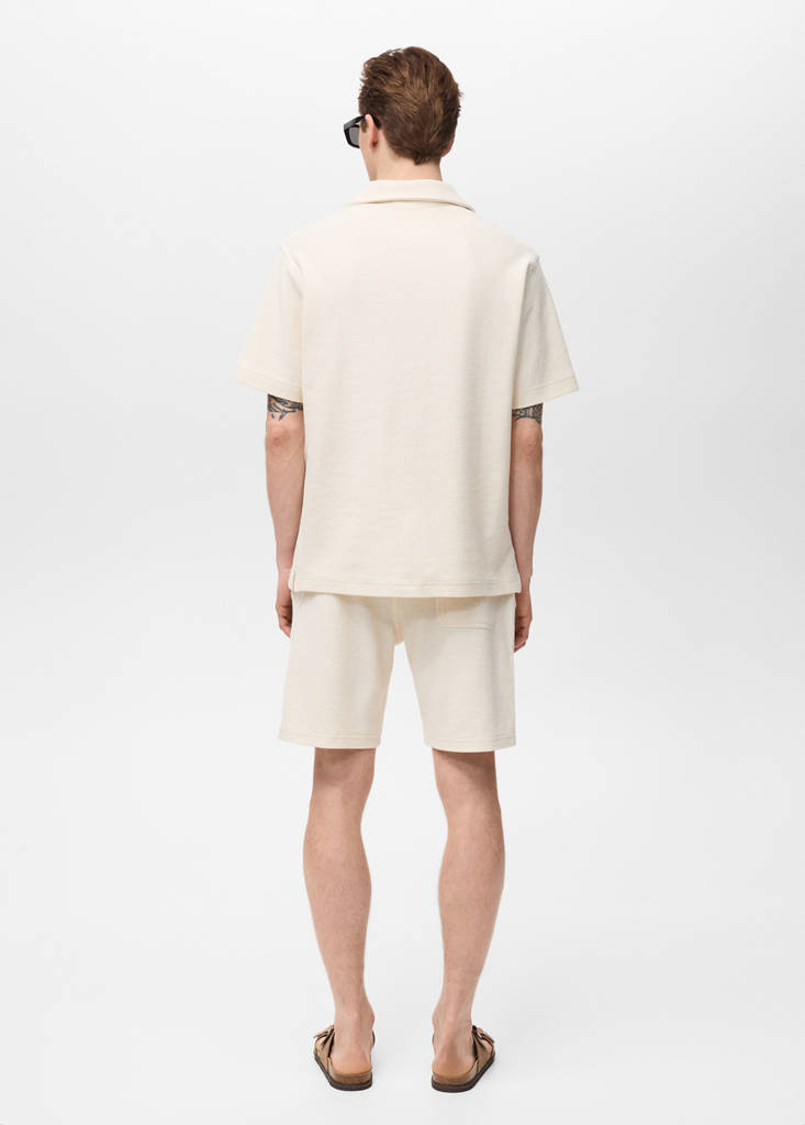 Regular-fit textured polo shirt — Ecru