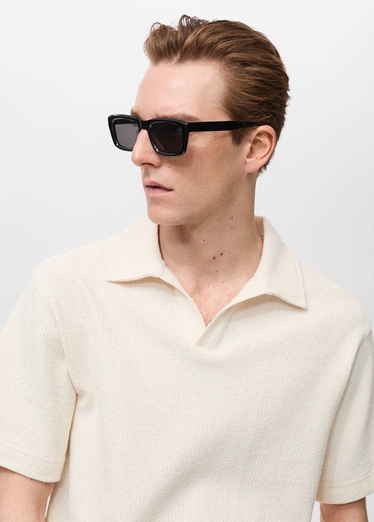 Regular-fit textured polo shirt — Ecru