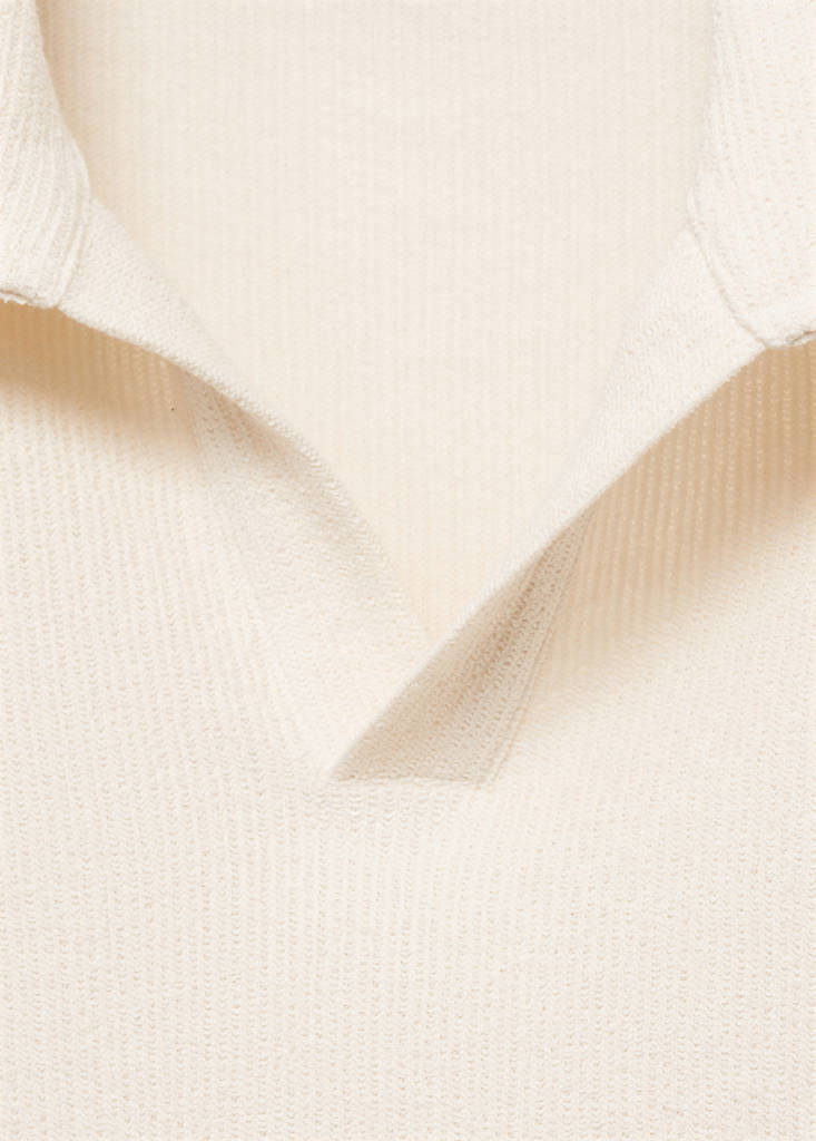 Regular-fit textured polo shirt — Ecru