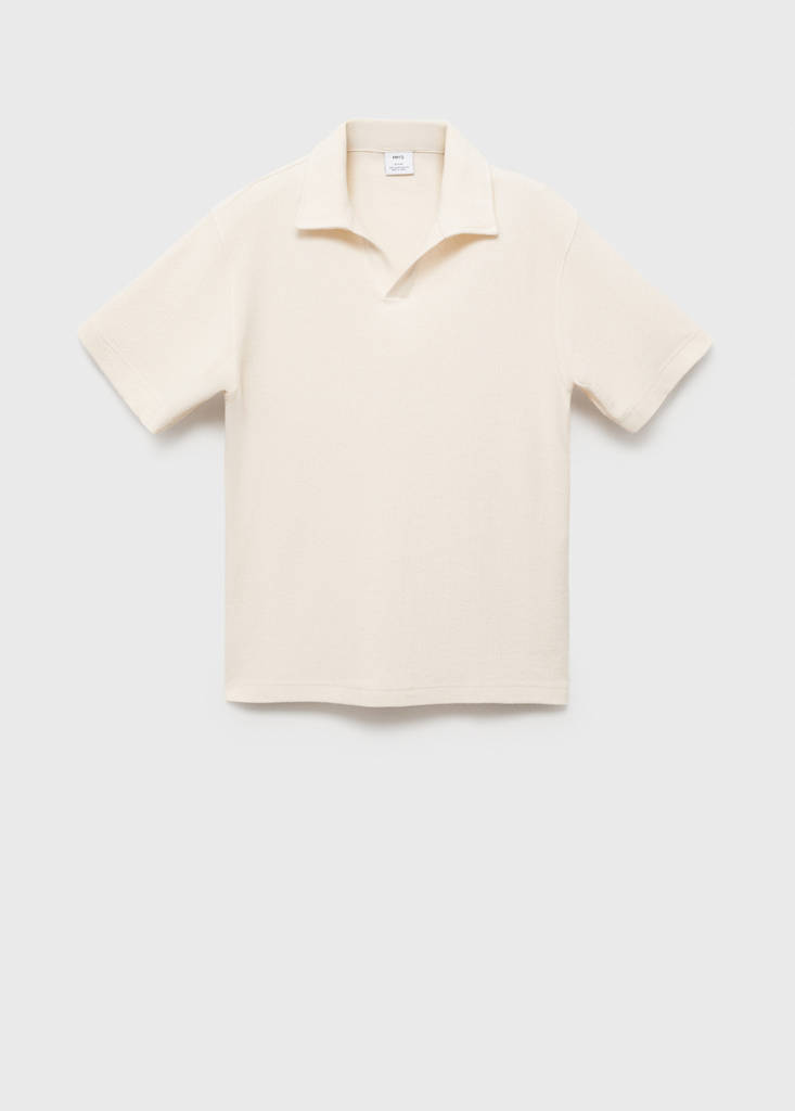 Regular-fit textured polo shirt — Ecru