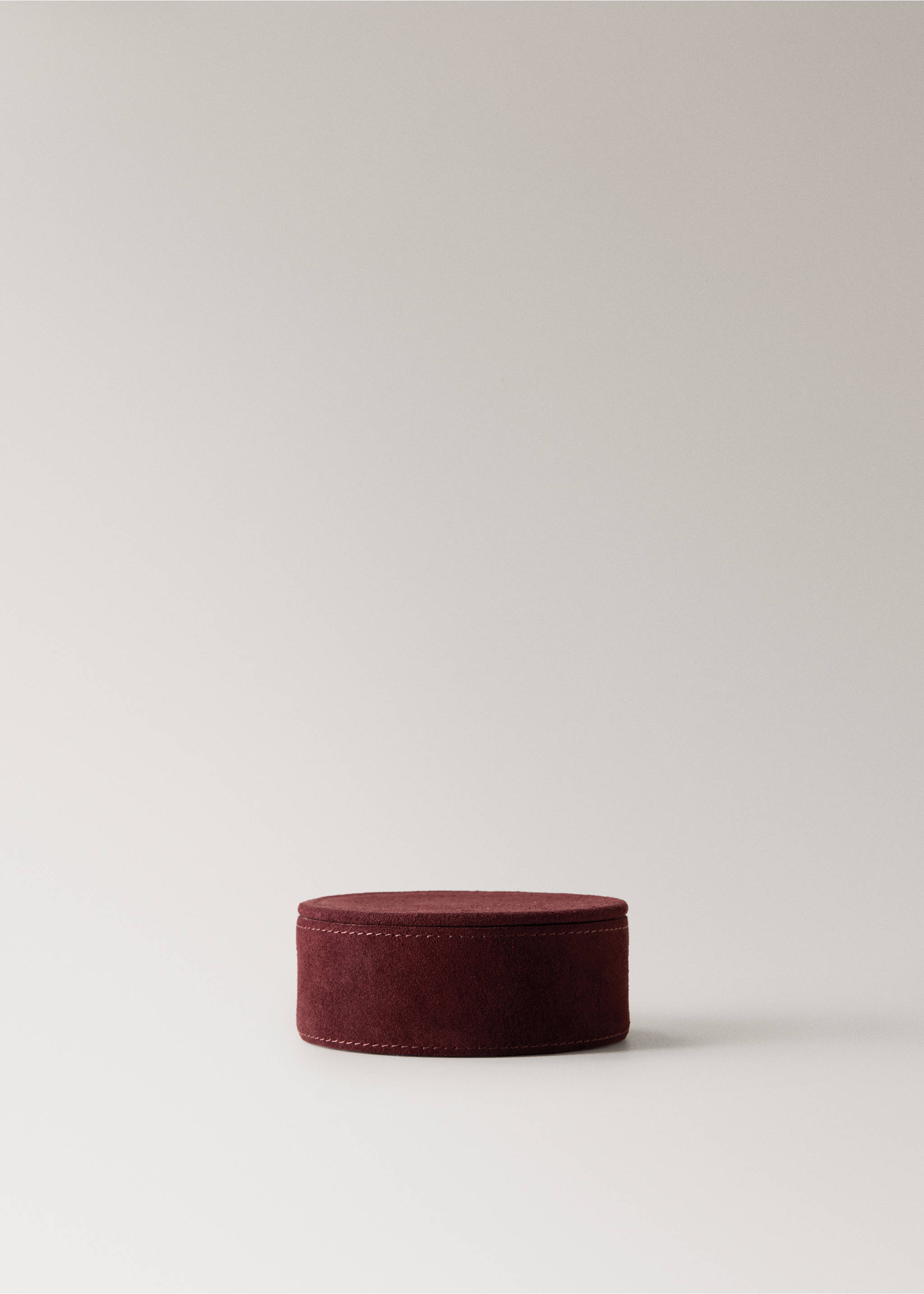 Small two-tone leather round box - Article without model, Brown. Ref: 17091291-00.