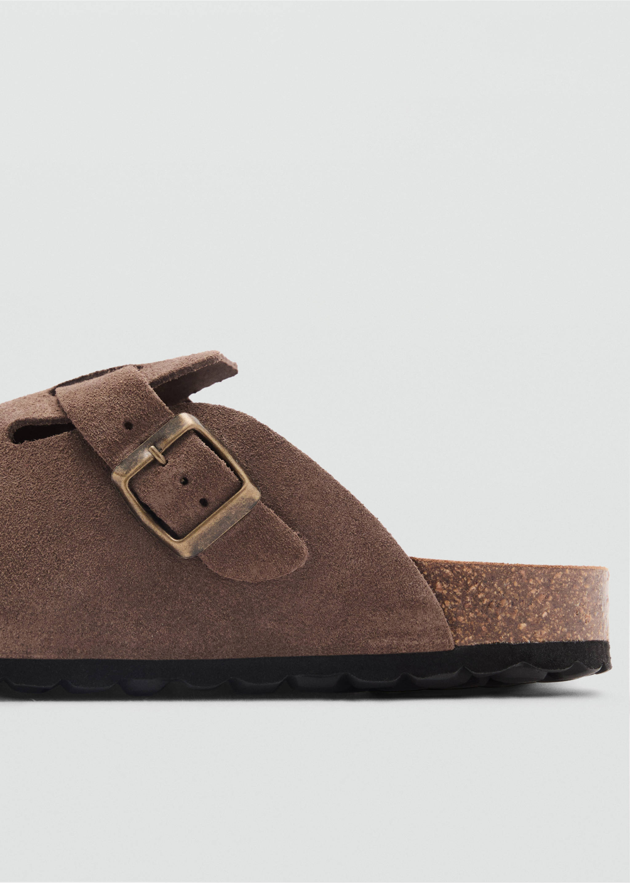 Suede leather clogs - Details of the article 1, Medium Brown. Ref: 17091292-00.