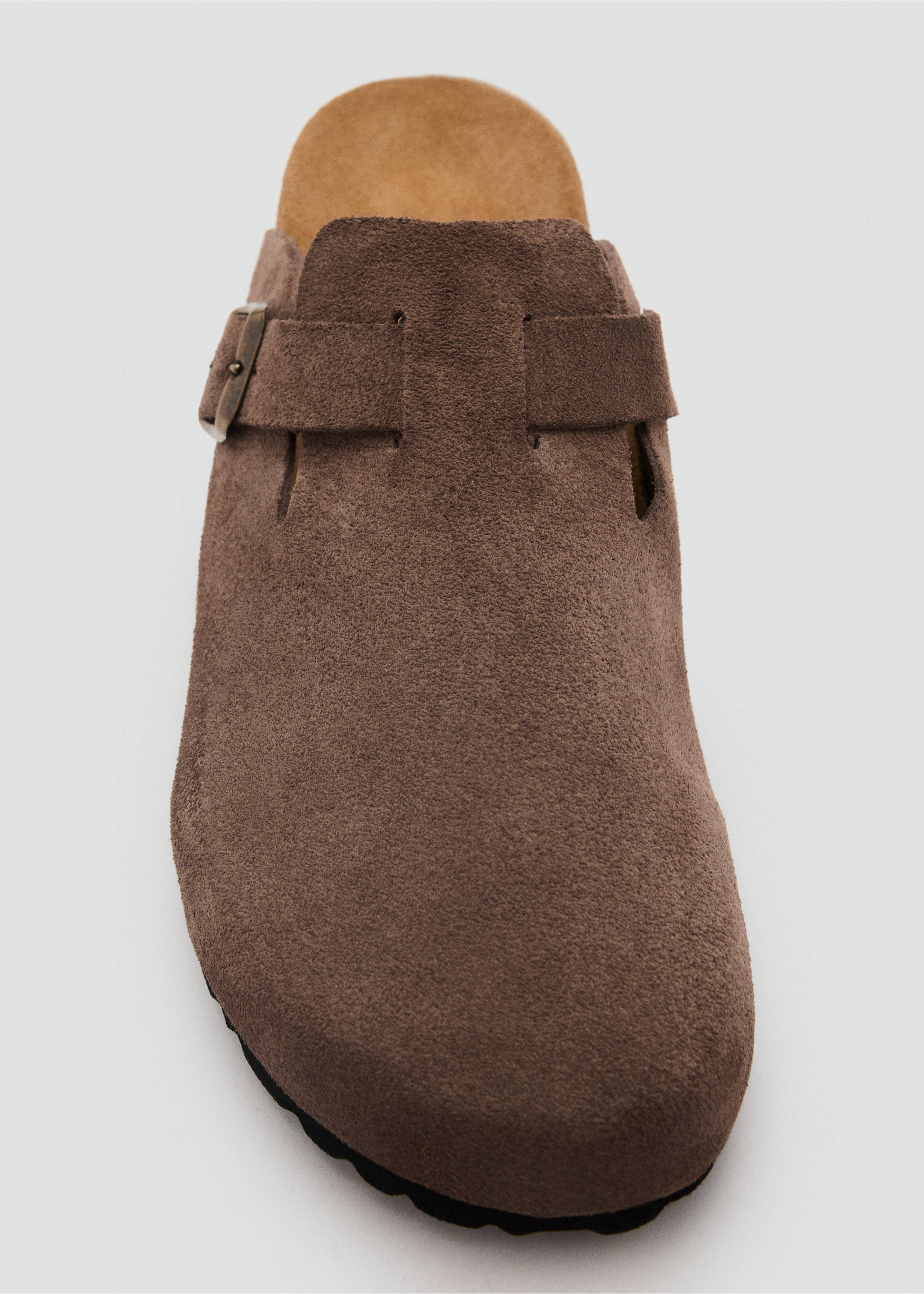 Suede leather clogs - Details of the article 2, Medium Brown. Ref: 17091292-00.