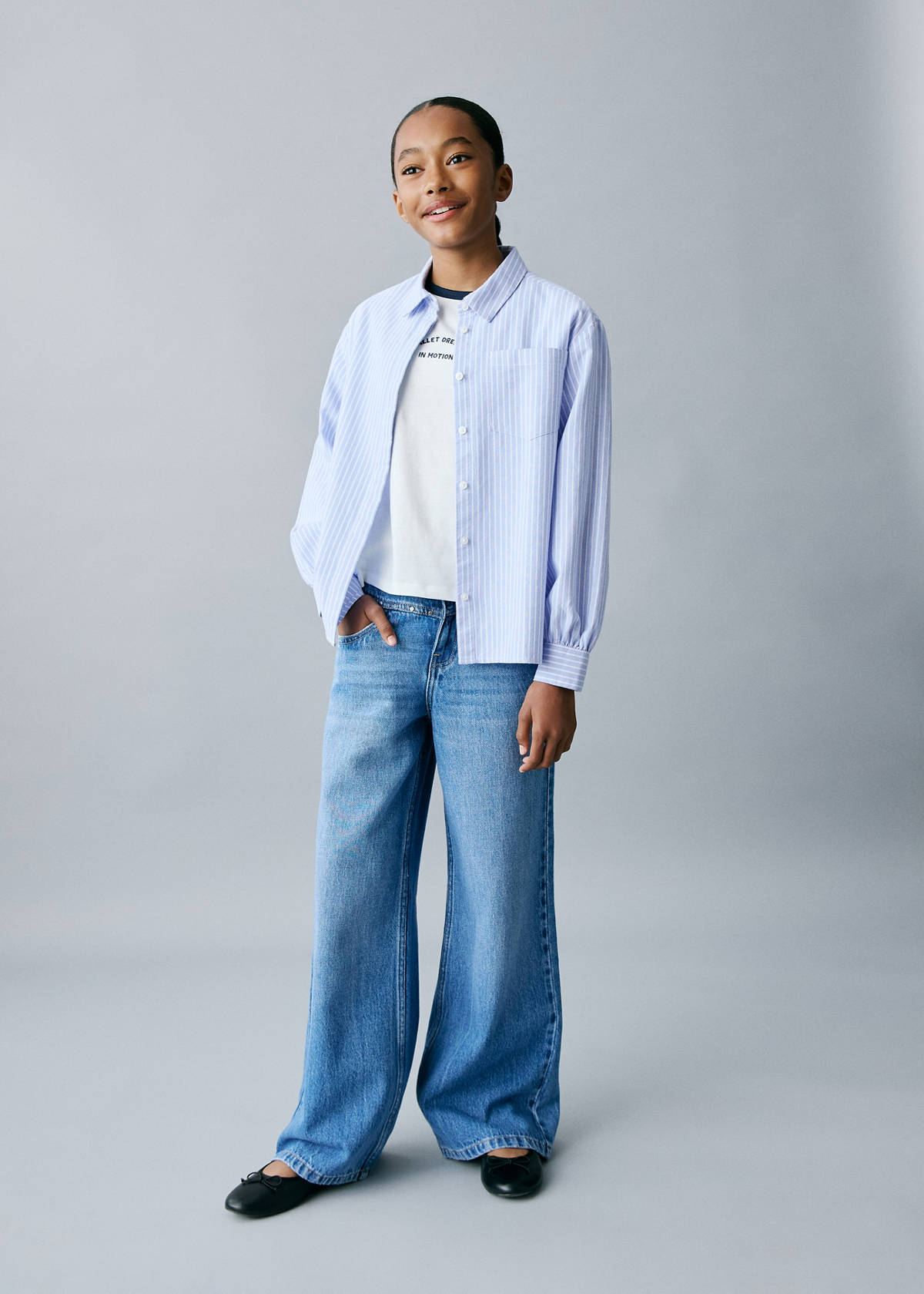 Striped cotton shirt — Blue