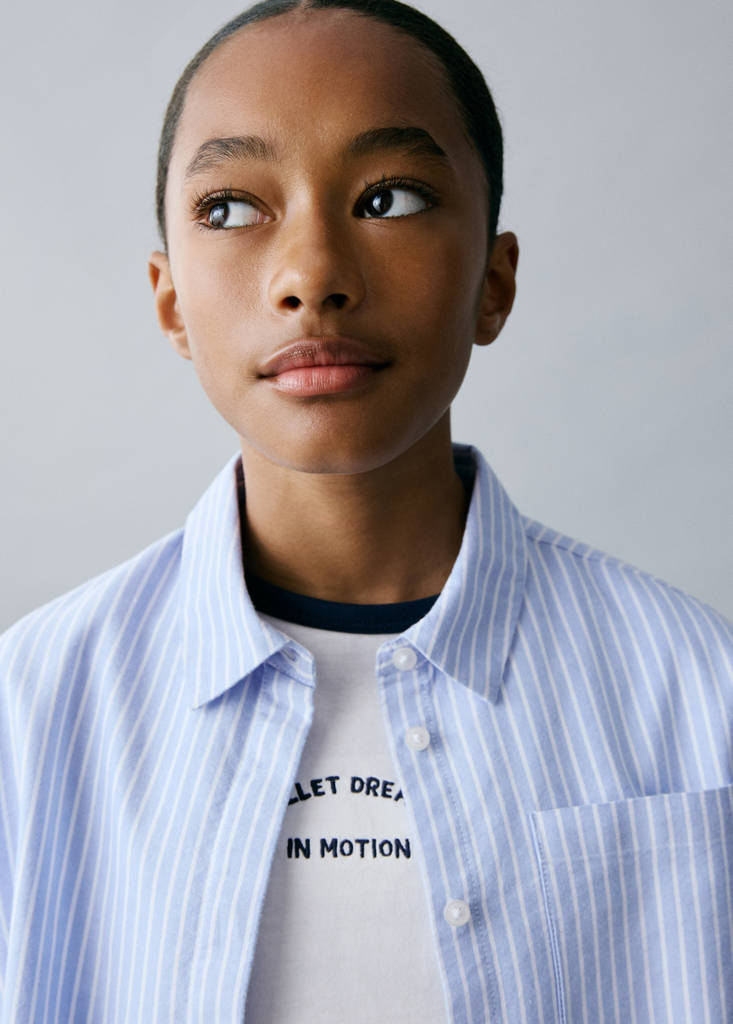 Striped cotton shirt — Blue