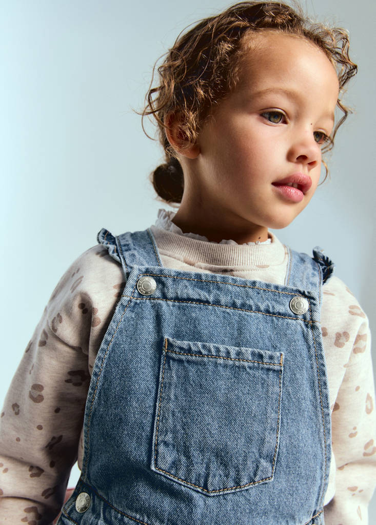 Frills denim dungarees — Medium Blue