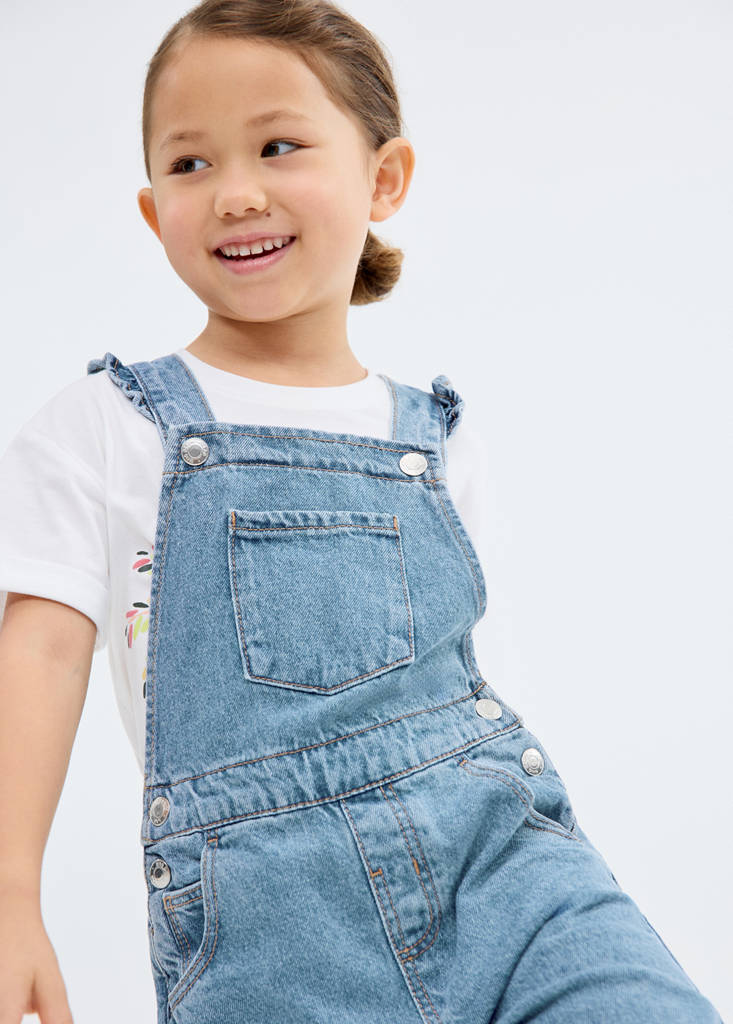 Frills denim dungarees — Medium Blue