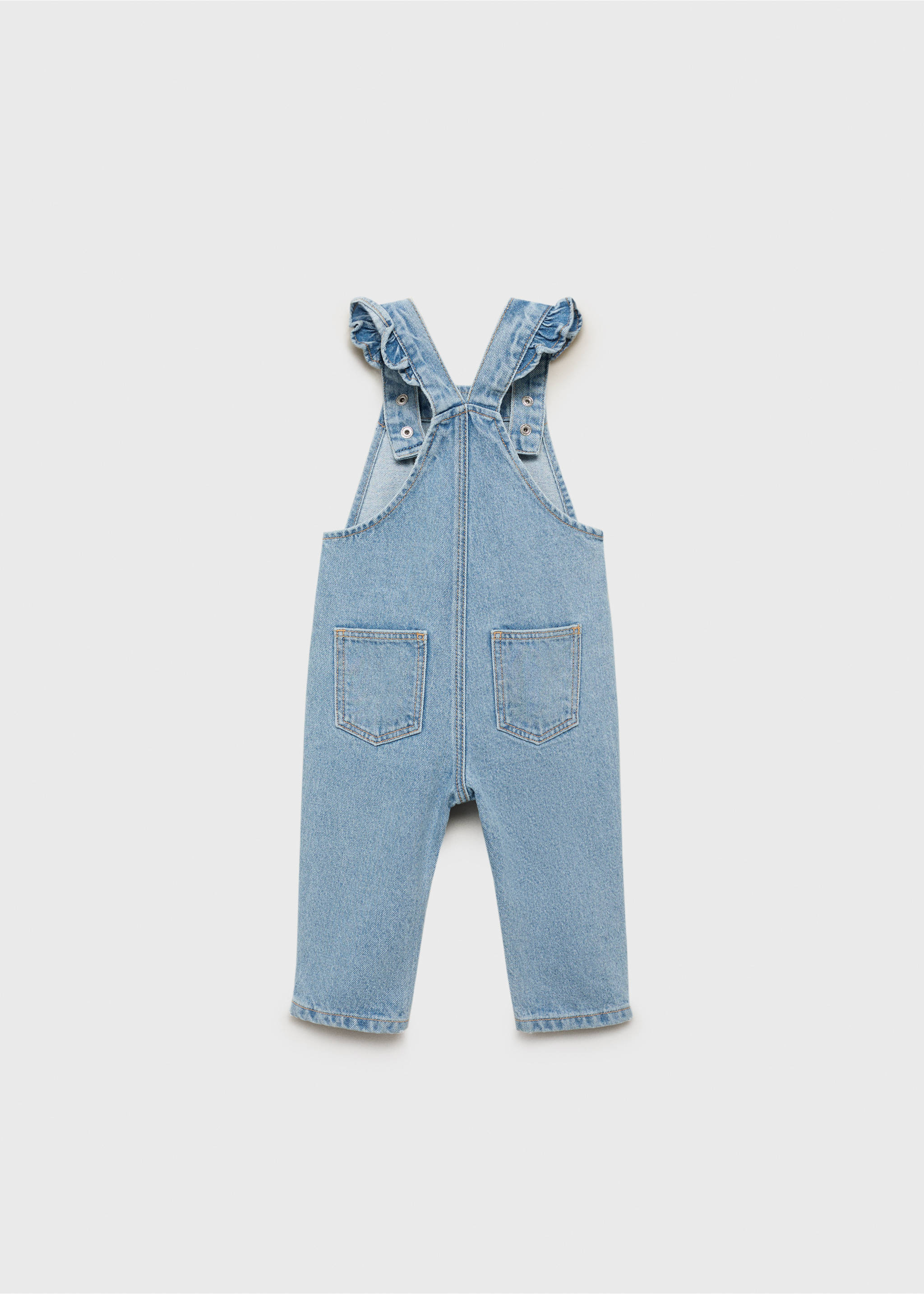 Peto denim volantes - Reverso del artículo, Azul medio. Ref: 17091517-00.