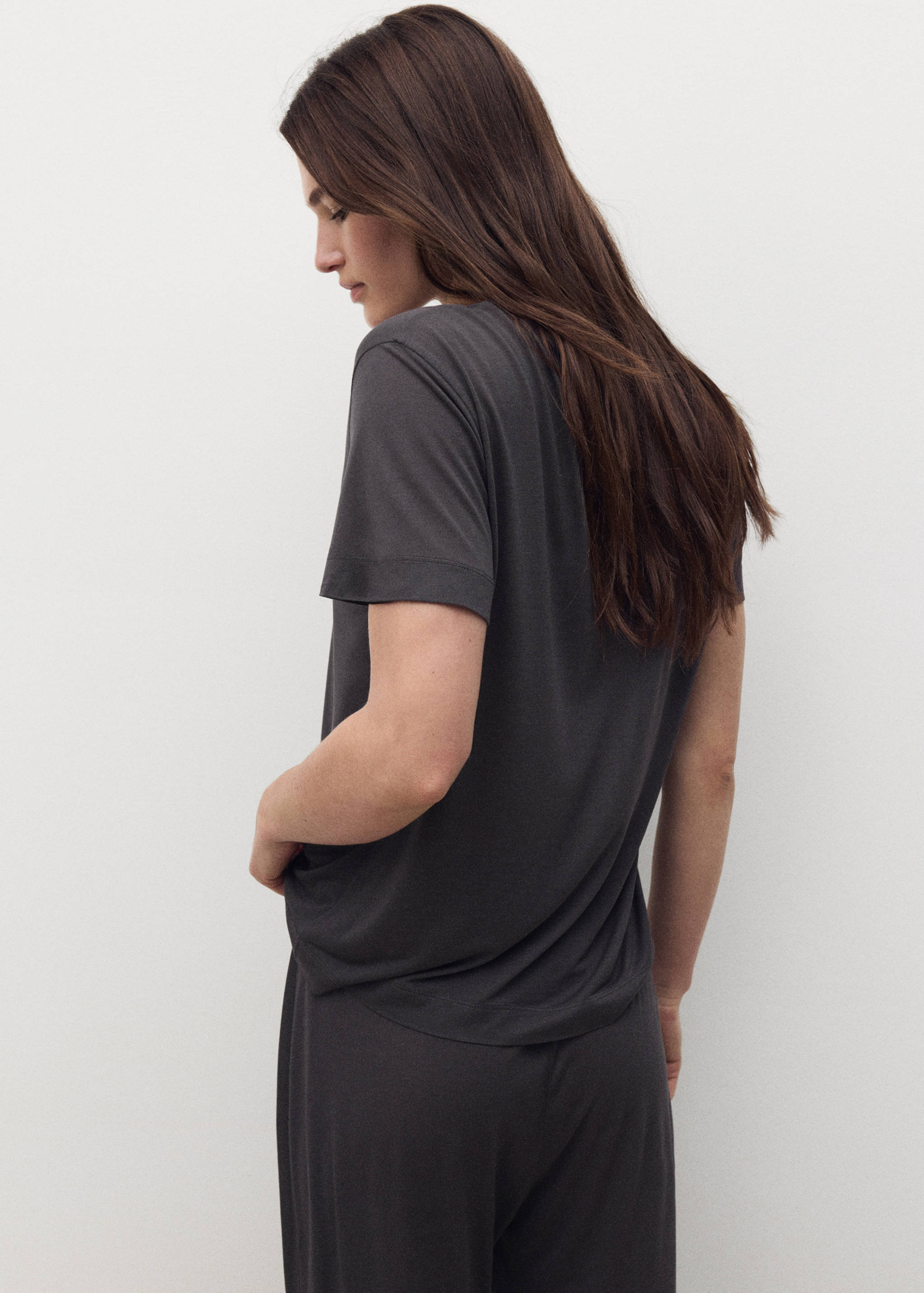 Short-sleeved micro-modal pajama top - Reverse of the article