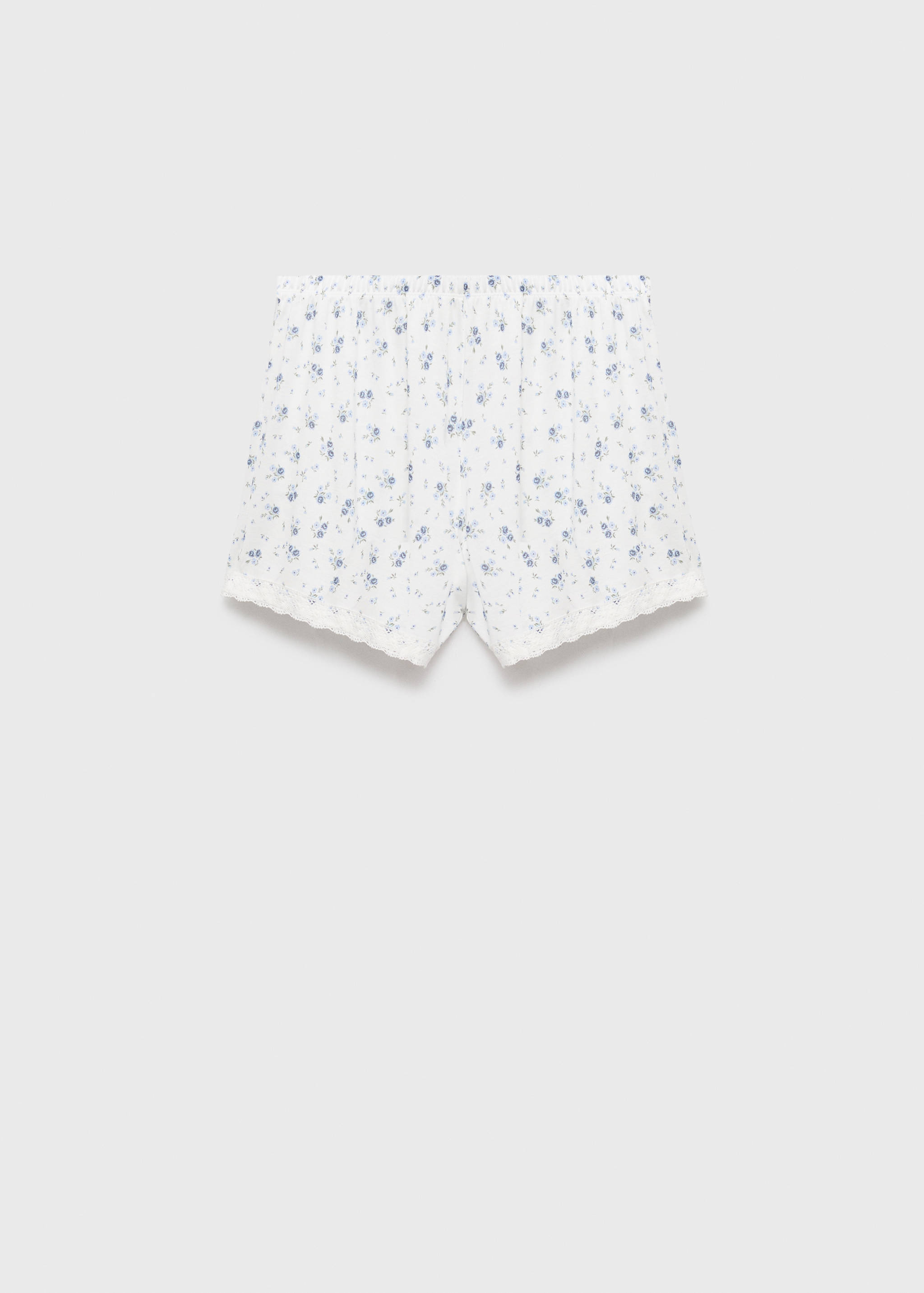 Floral-print pajama shorts with lace trim - Article without model