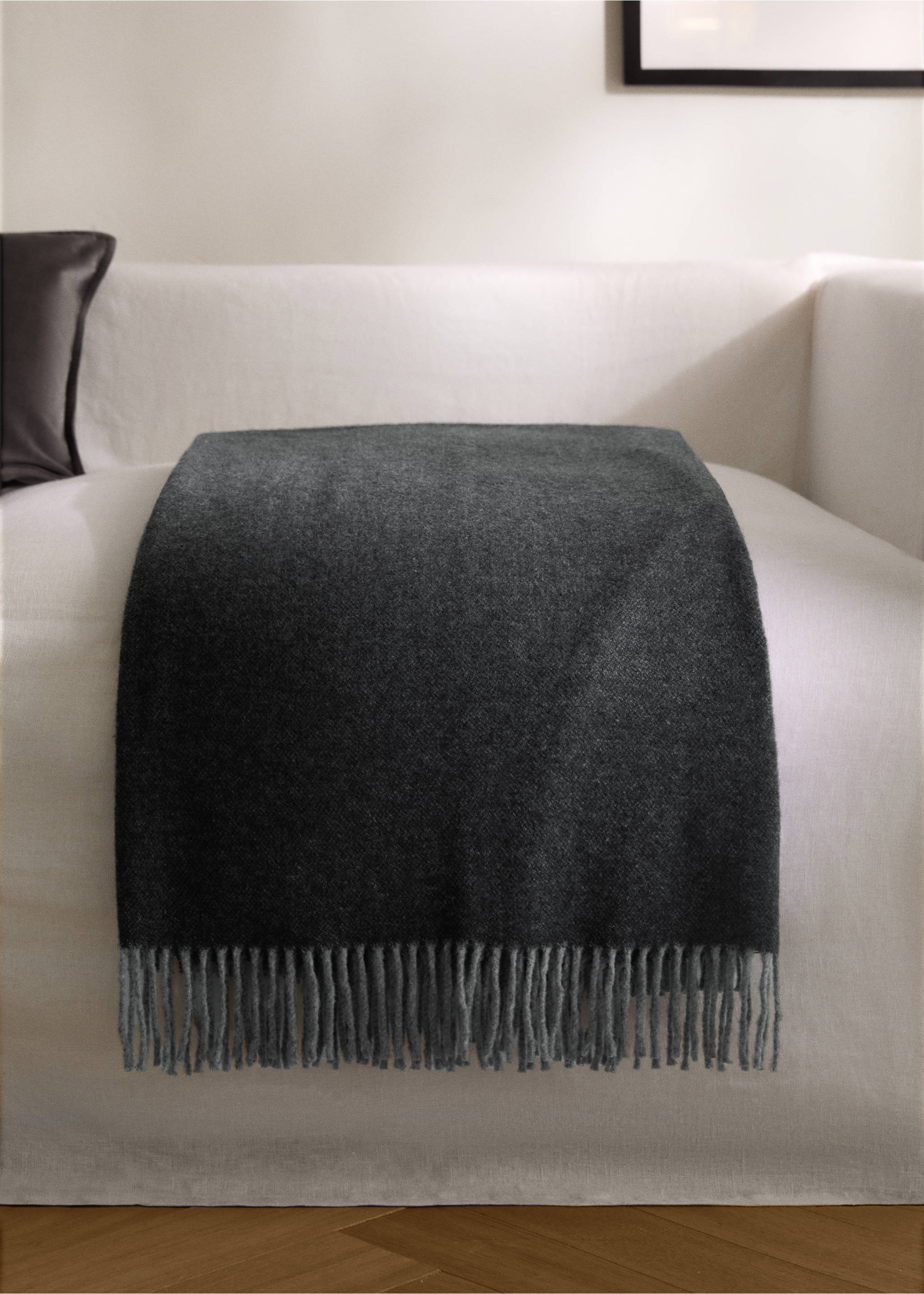 100% cashmere two-tone blanket - General plane, Grey. Ref: 17091527-00.