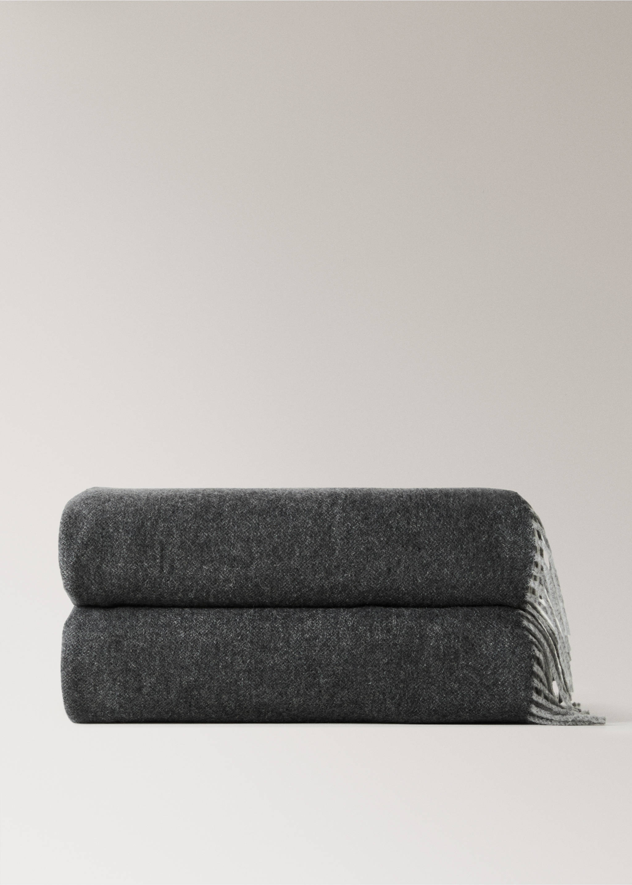100% cashmere two-tone blanket - Article without model, Grey. Ref: 17091527-00.