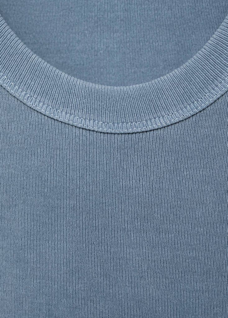 Ribbed cotton-blend top — Blue