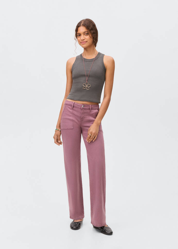 Ribbed cotton-blend top — Charcoal