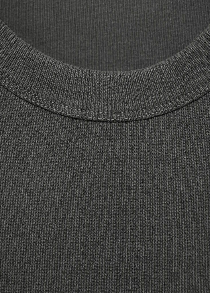 Ribbed cotton-blend top — Charcoal