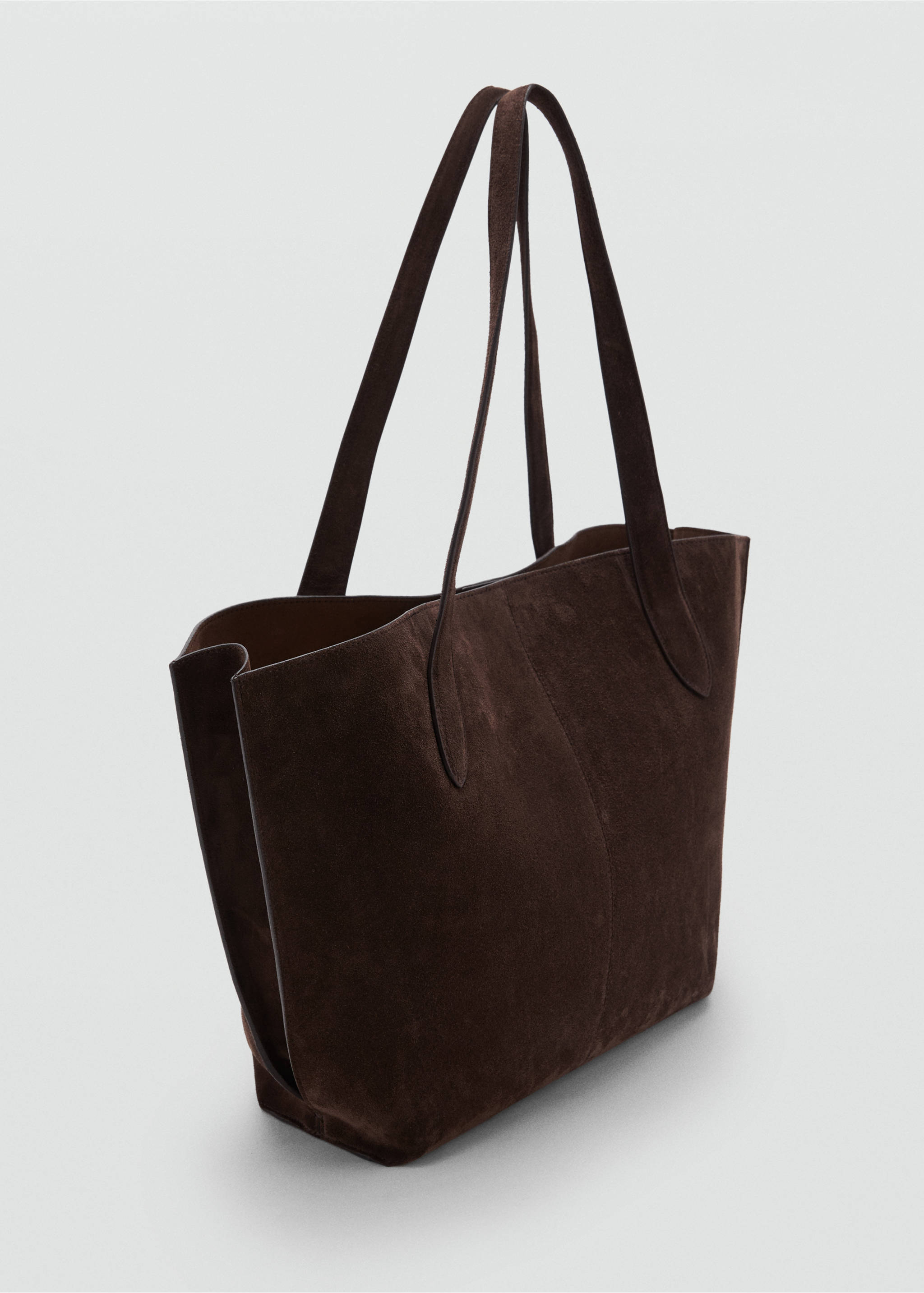 Замшевая сумка шоппер - Средний план, Шоколадный. Ref: 17091541-00.
