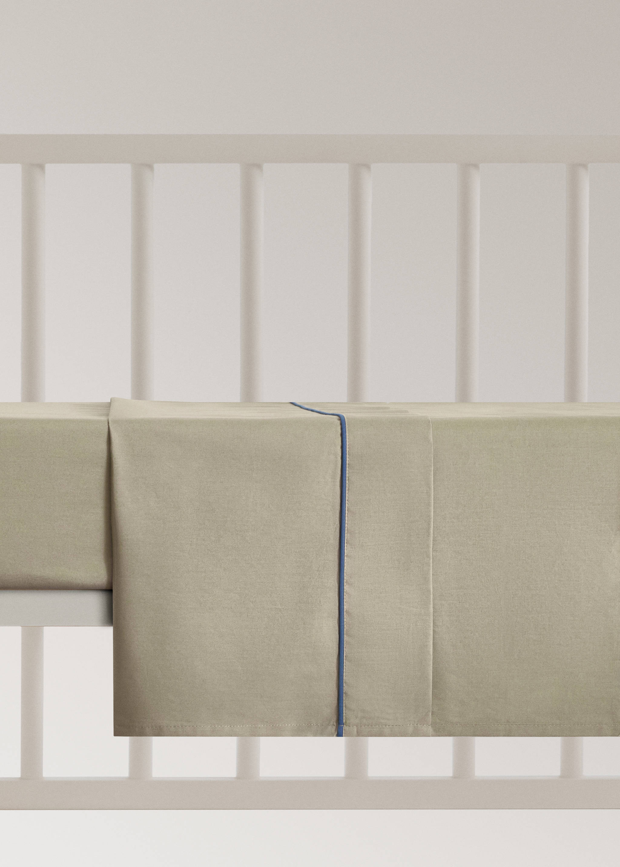 Lenzuolo superiore culla percalle di cotone double face bordo contrasto - Articolo senza modello