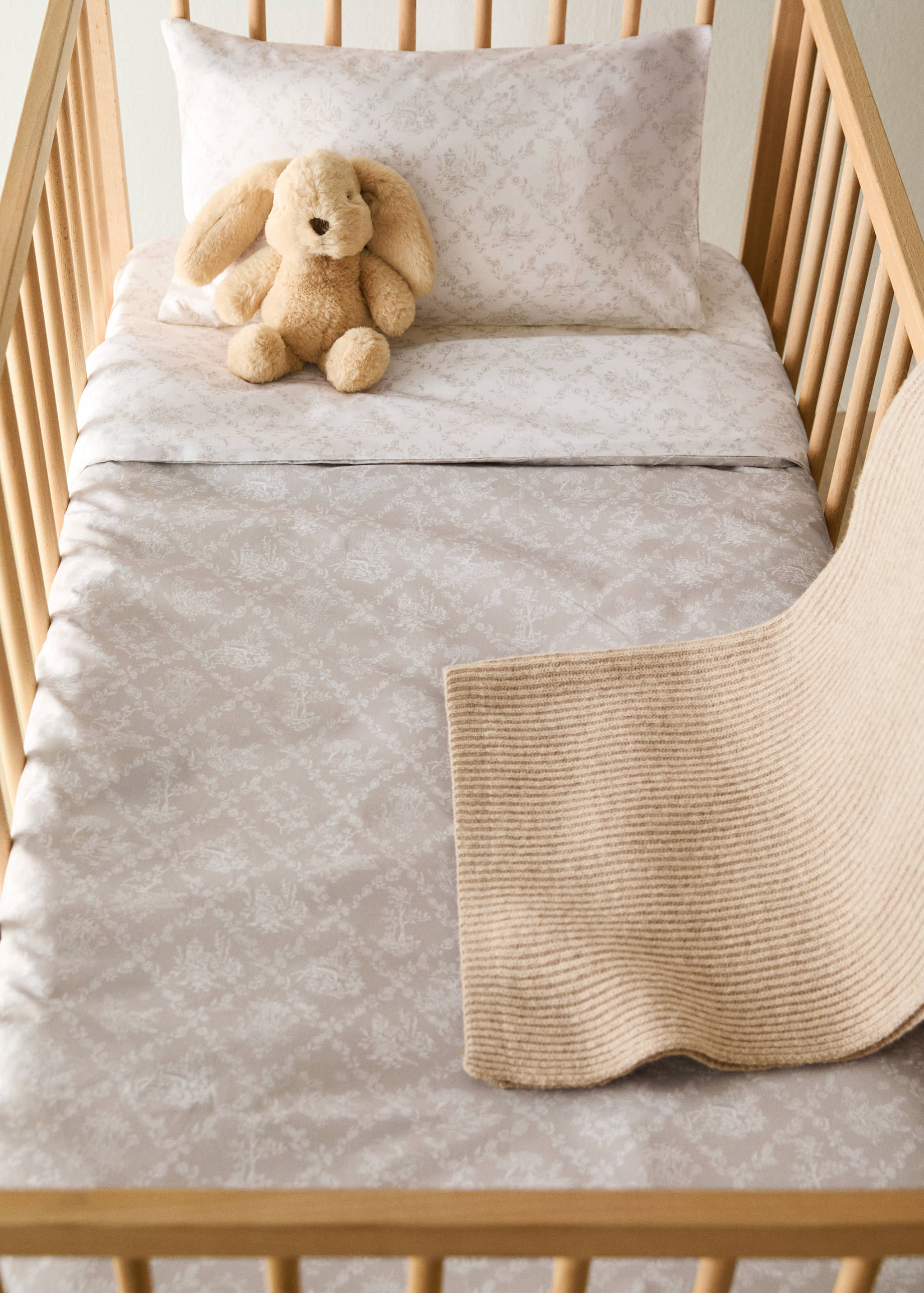 Toile de Jouy percale cotton duvet cover for cot - General plane