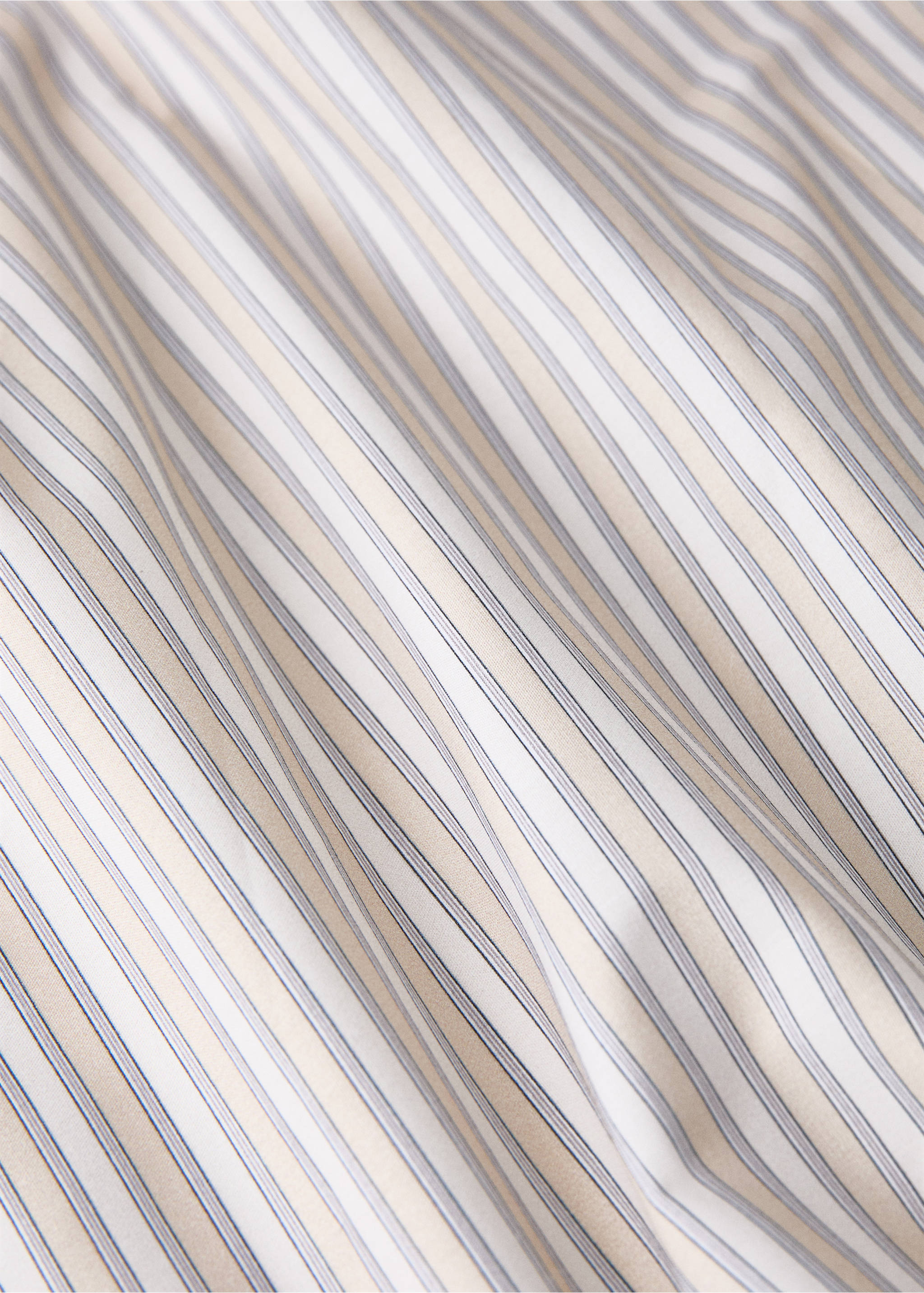 Cot bed top sheet in fine striped printed cotton percale - Details of the article 2, Vanilla. Ref: 17091551-00.