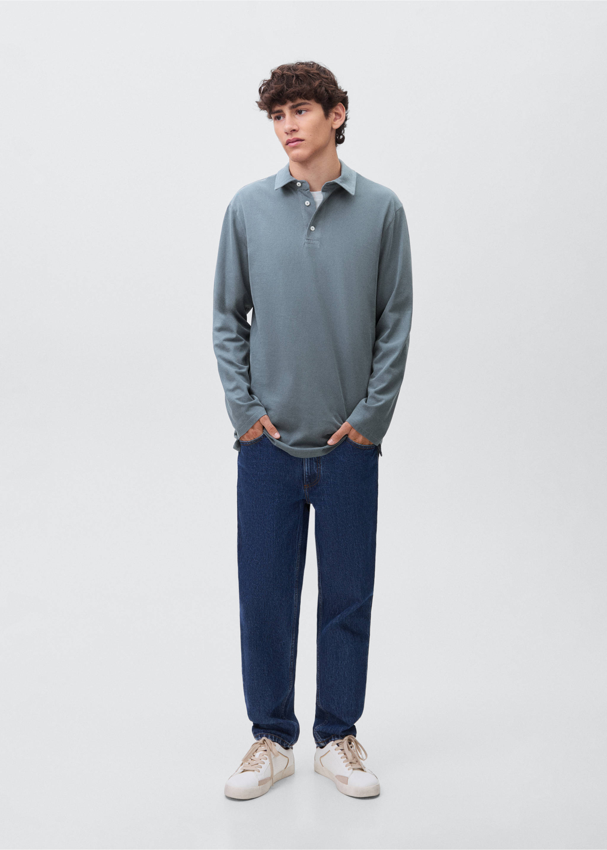 Polo básico algodón - Plano general, Azul. Ref: 17091553-00.