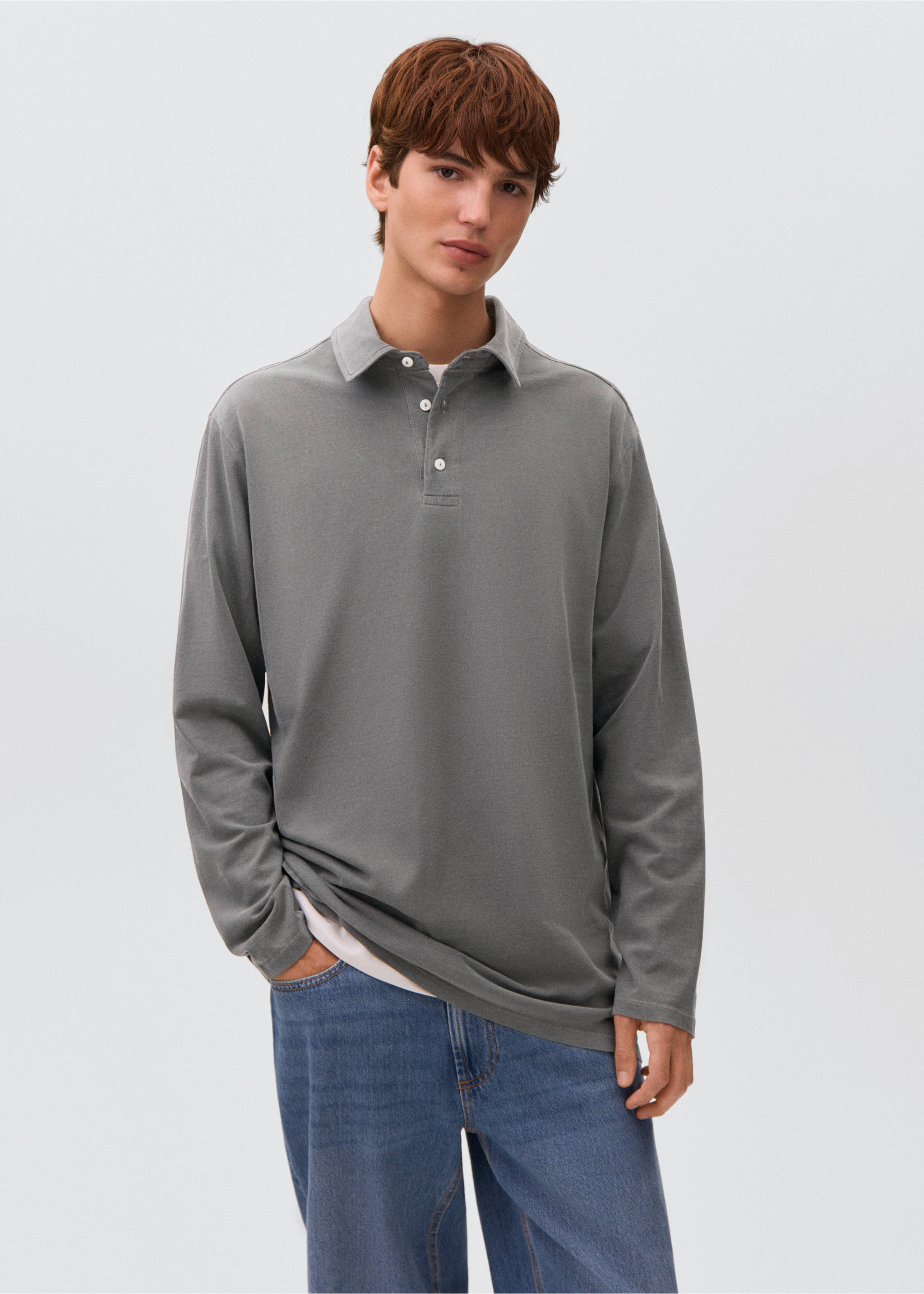 Polo básico algodón - Plano medio, Gris antracita. Ref: 17091553-00.