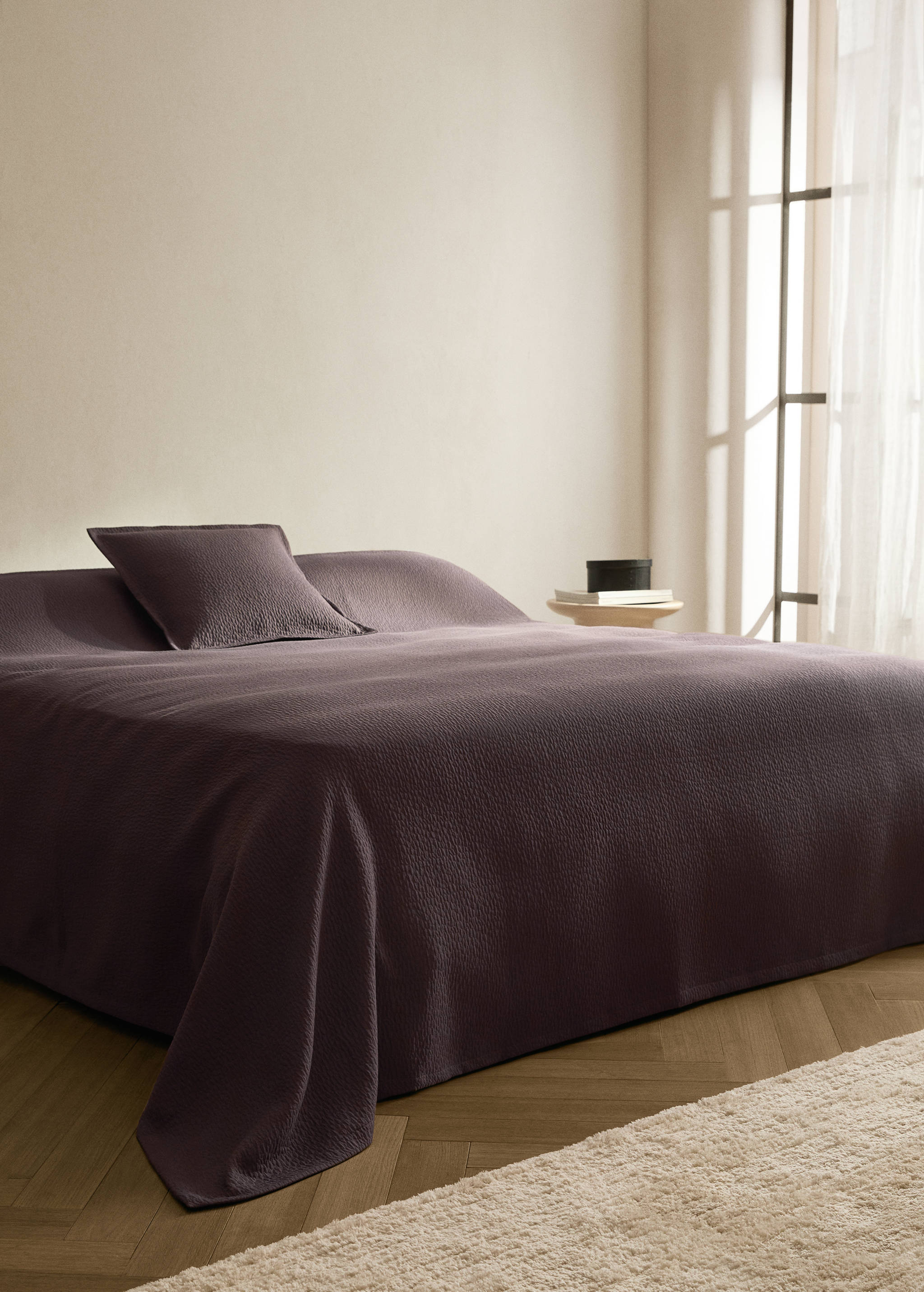 Garment-dyed textured cotton bedspread for 130/150 cm bed - General plane
