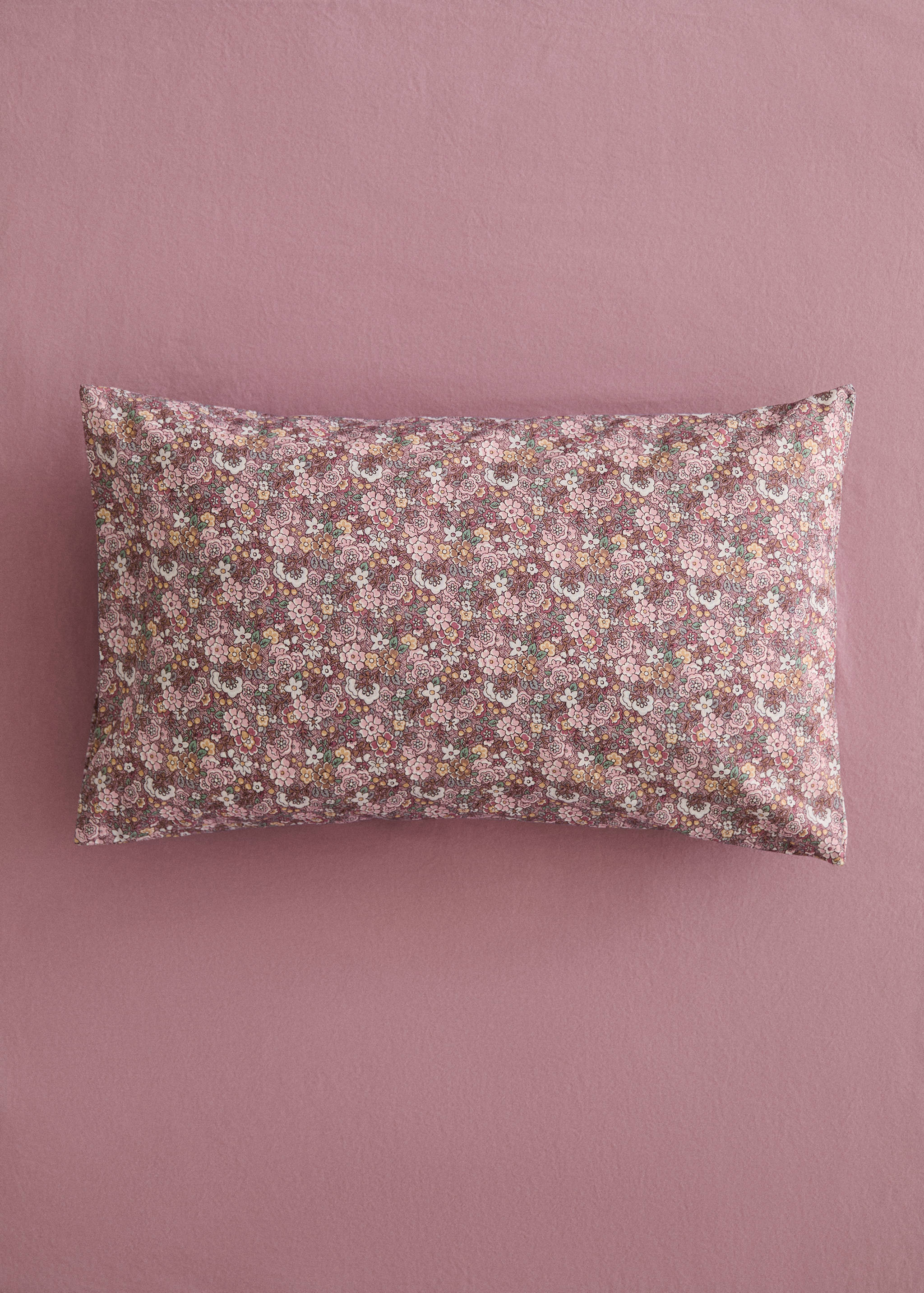 Barnkuddeöverdrag i bomullsperkal med småblommigt mönster 30 x 50 cm - Allmän bild
