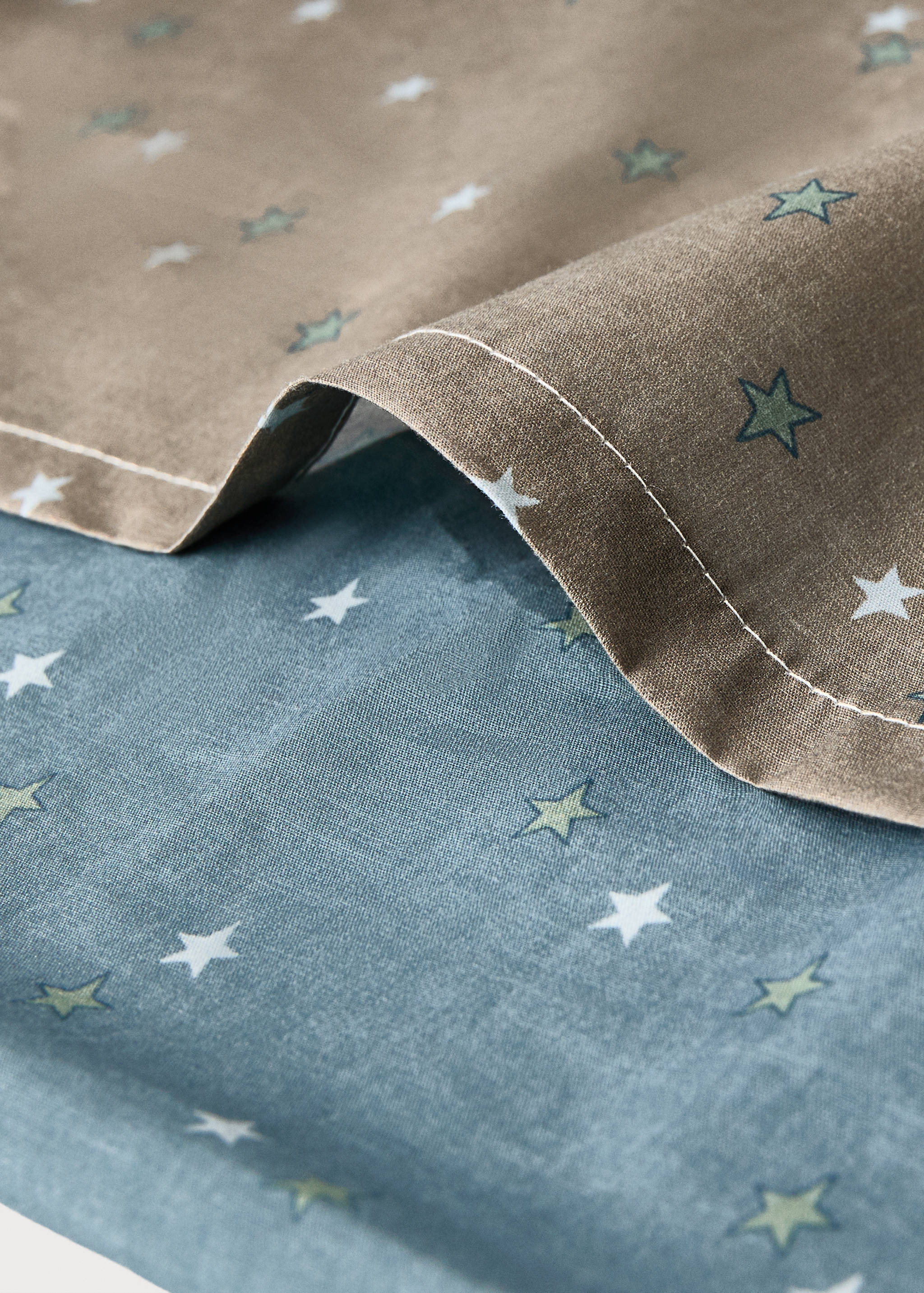 Reversible cotton percale cotton duvet cover with stars for crib - Details of the article 1