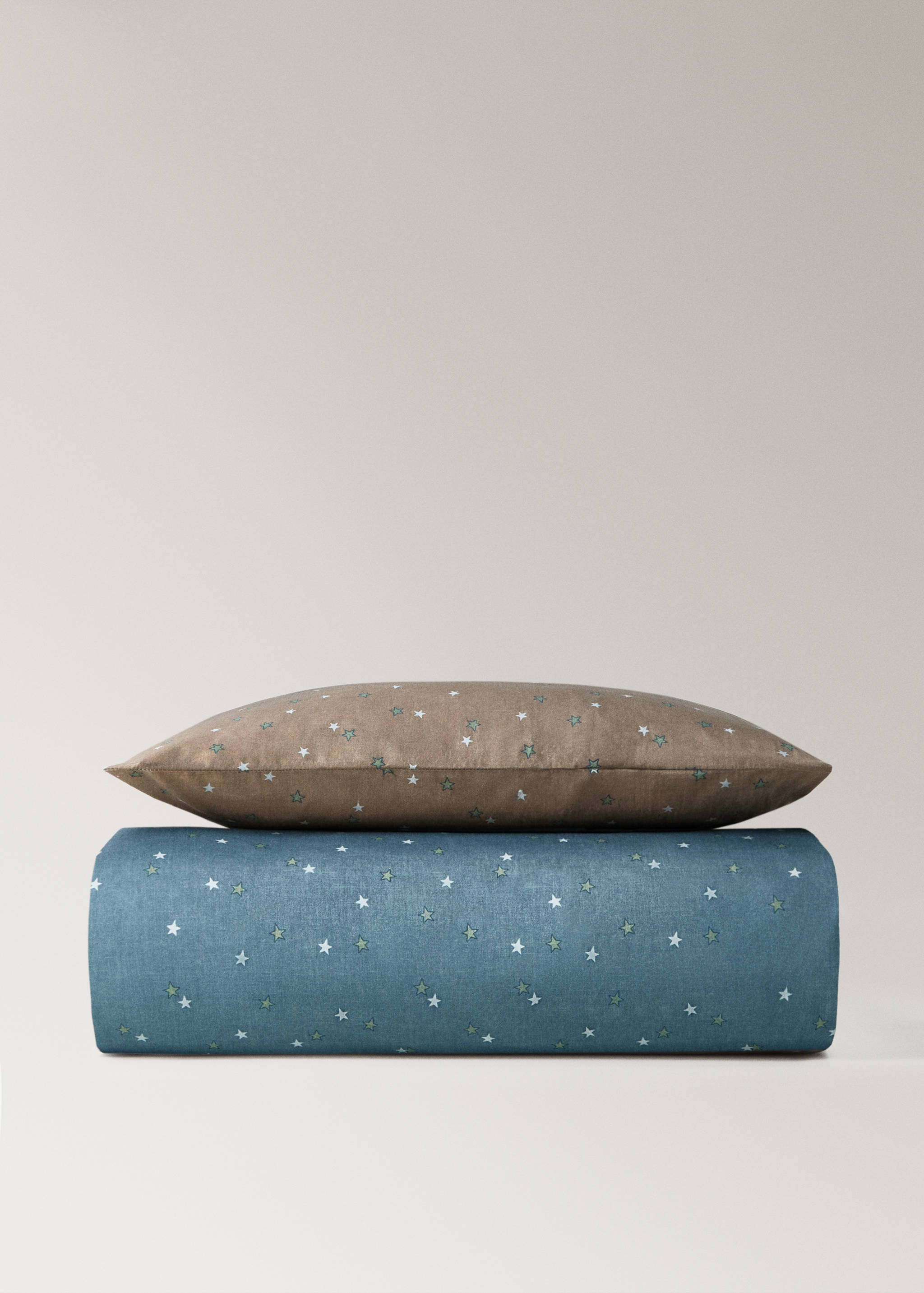 Reversible cotton percale cotton duvet cover with stars for crib - Details of the article 4