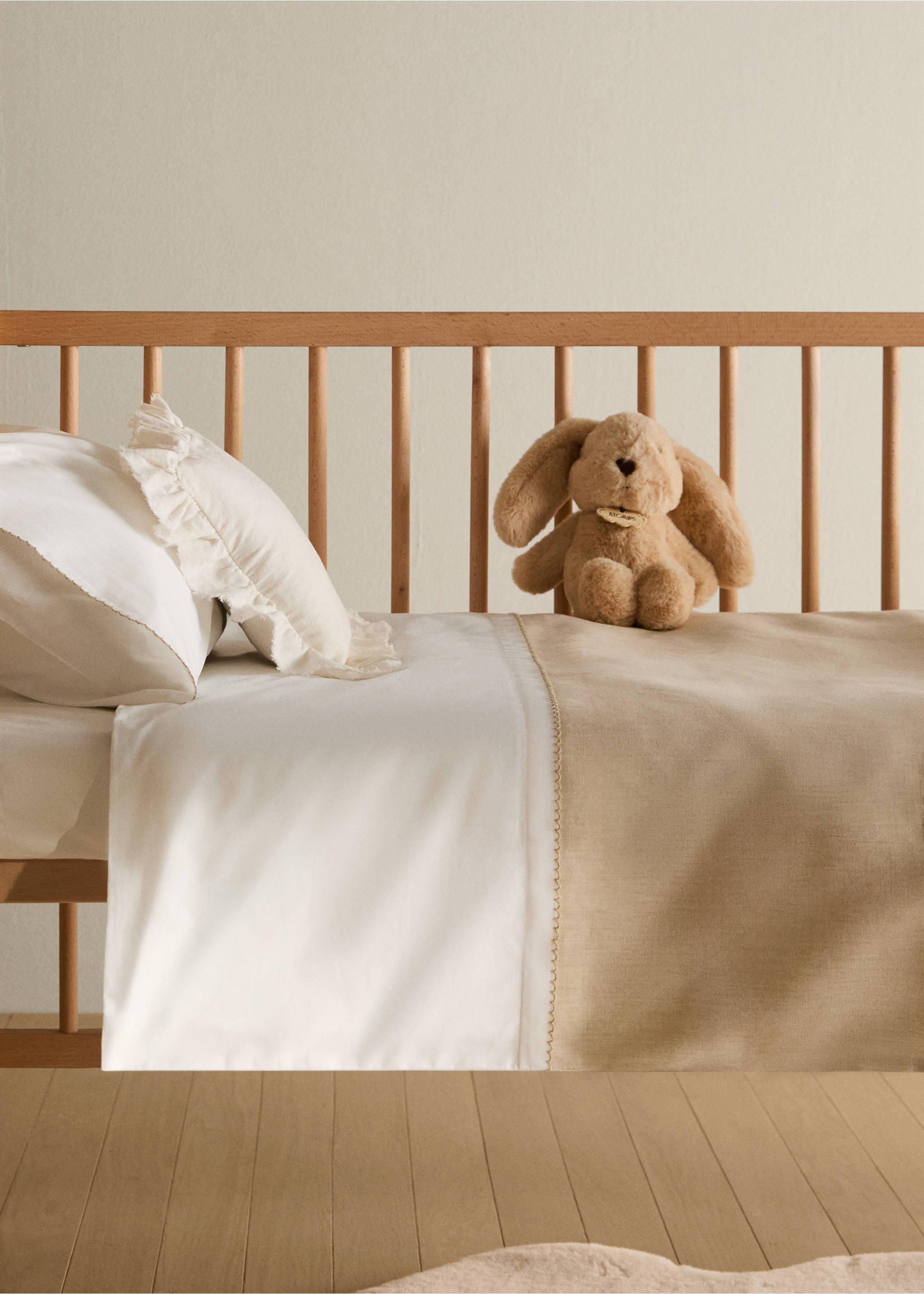 Bettbezug aus Leinen mit Baumwoll-Perkal für Kinderbett - Allgemeine Ansicht, Weiß. Ref: 17091561-00.